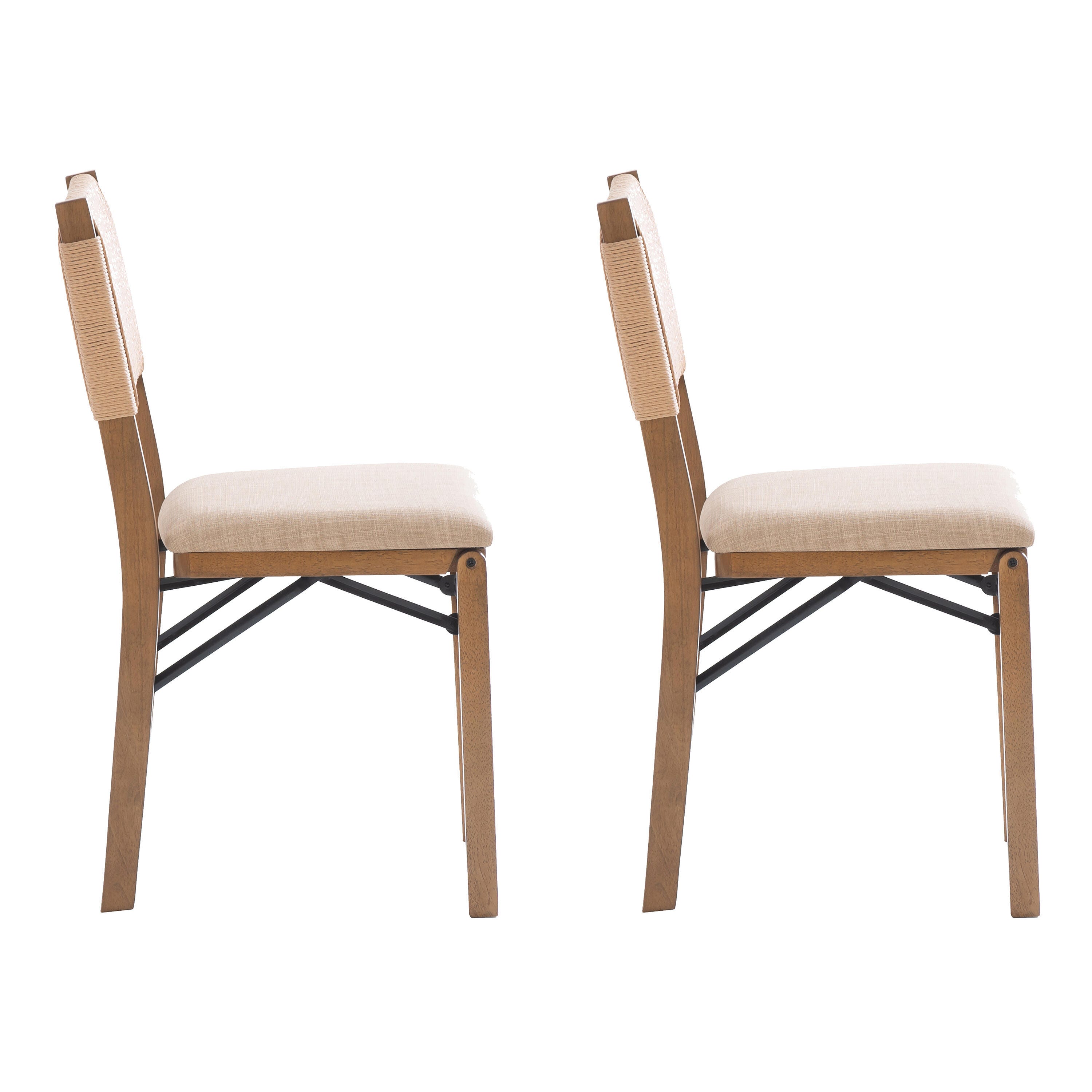 Linon Hutch Rope Folding Chair, Natural, large