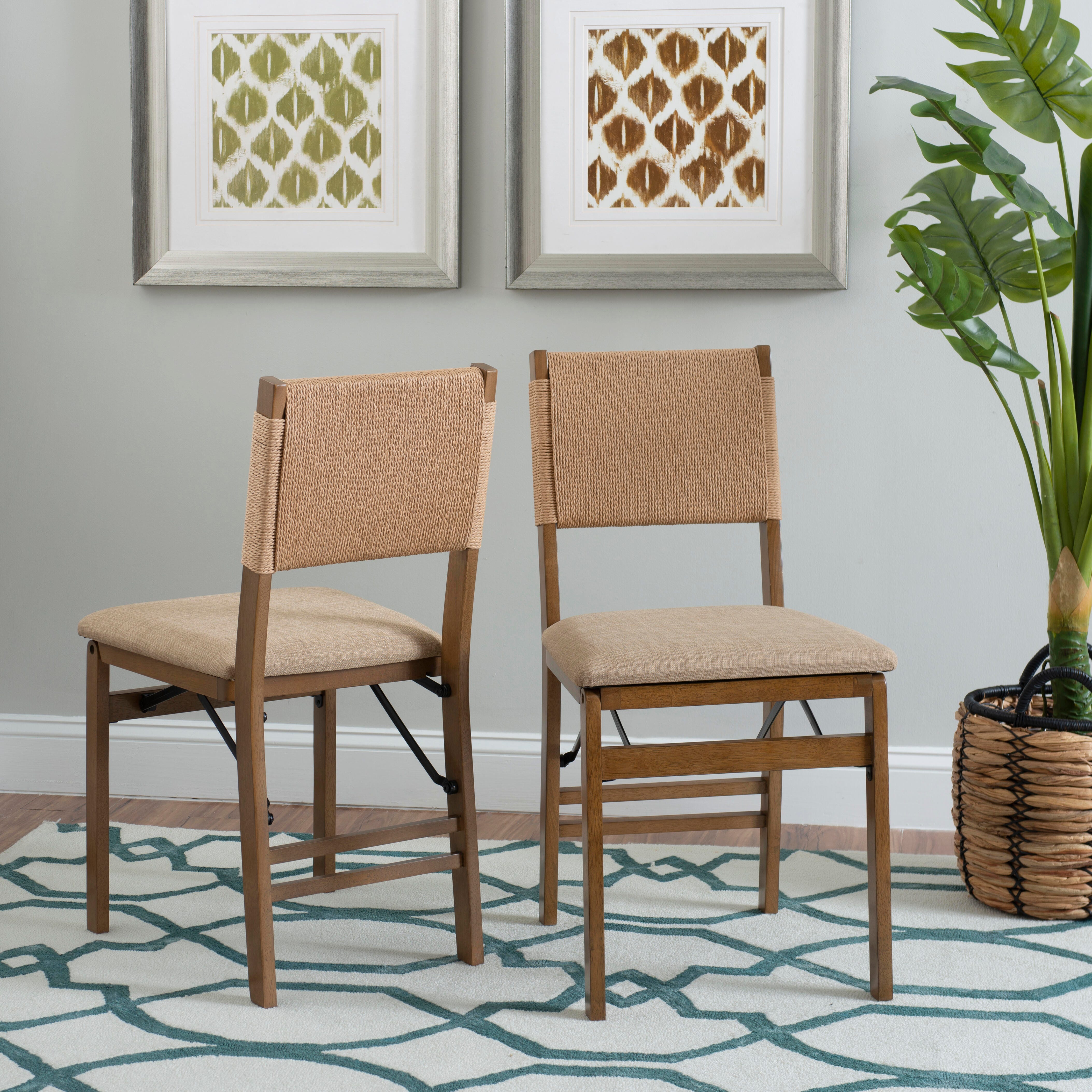 Linon Hutch Rope Folding Chair, Natural, large