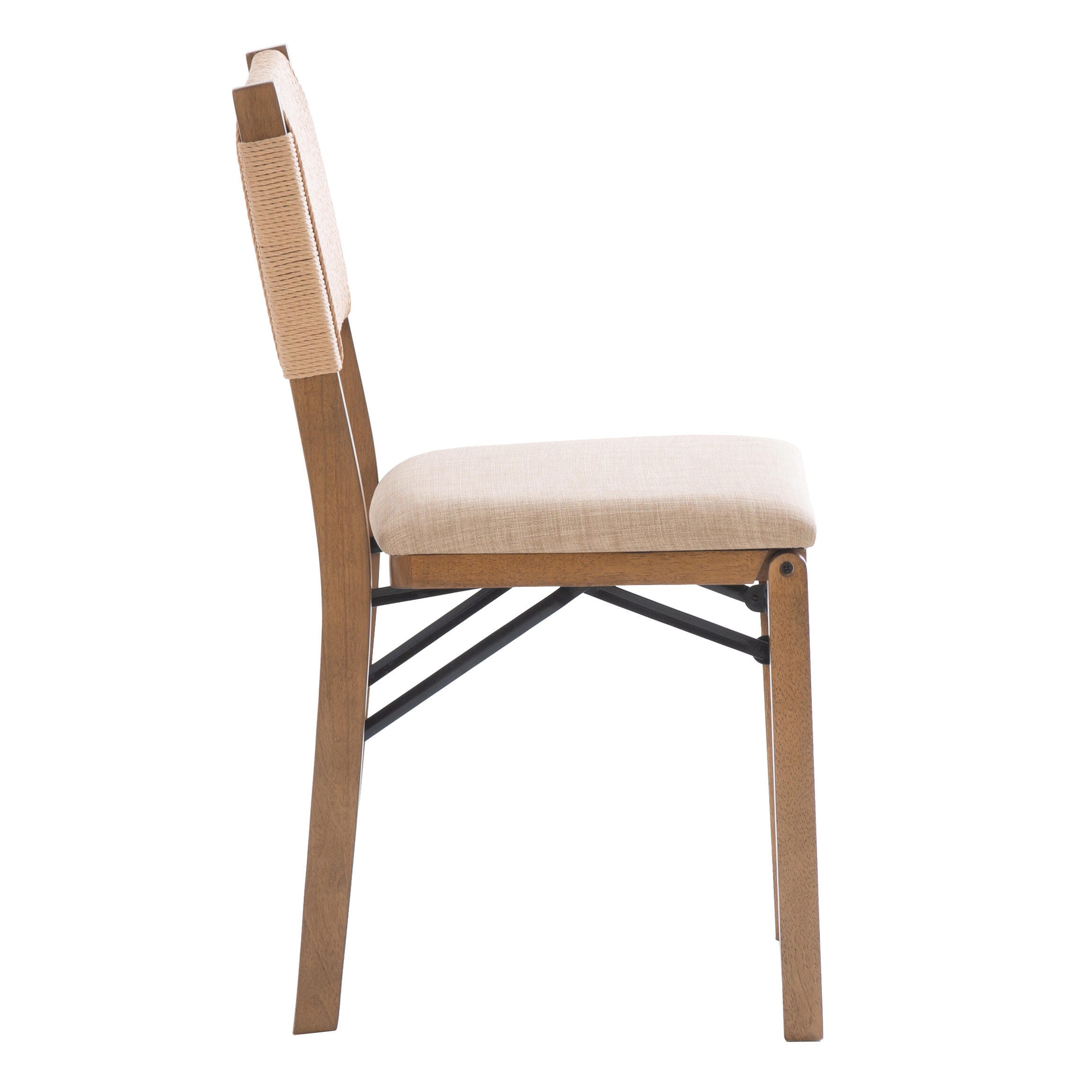 Linon Hutch Rope Folding Chair, Natural, large