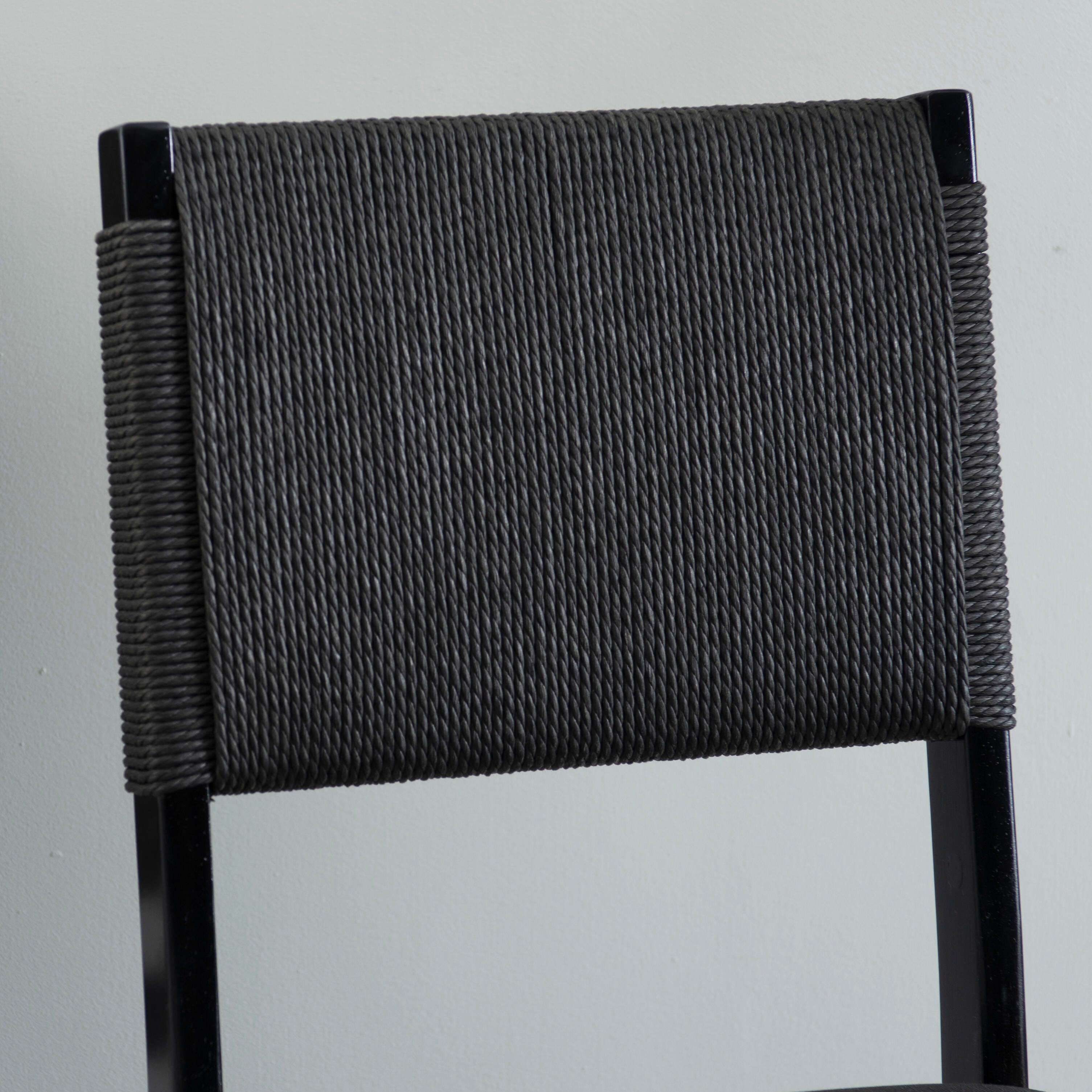 Linon Hutch Rope Folding Chair, Black, large