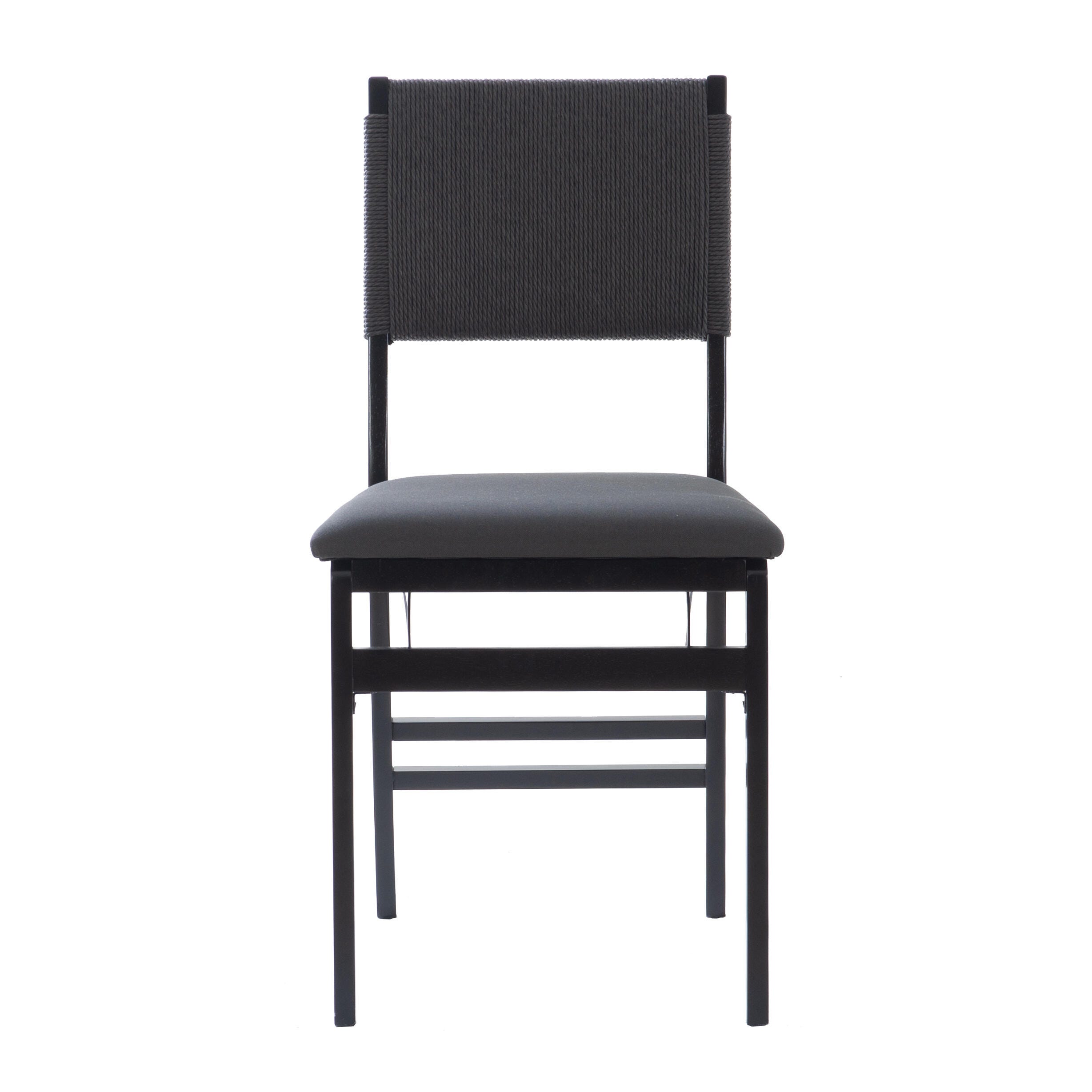 Linon Hutch Rope Folding Chair, Black, large
