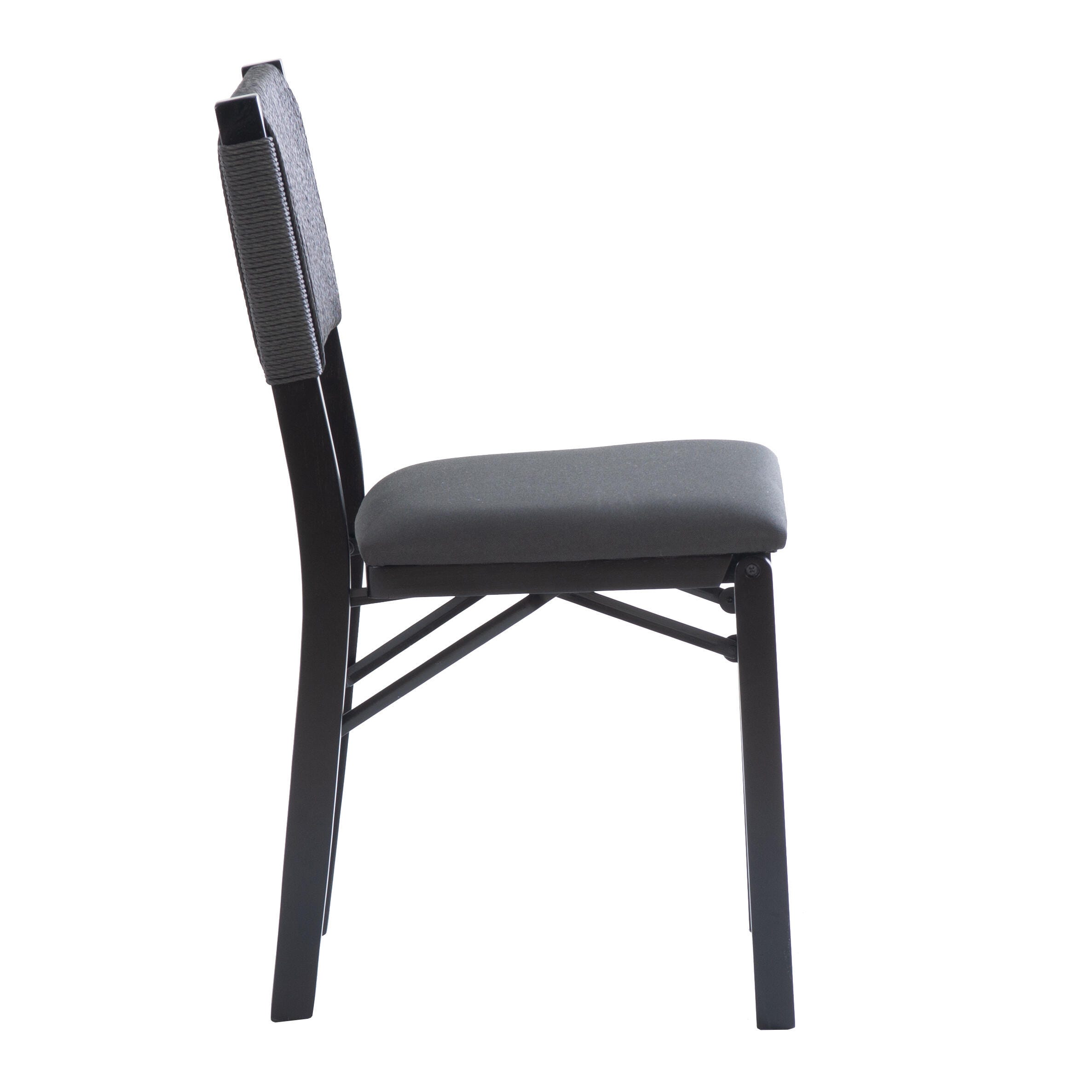 Linon Hutch Rope Folding Chair, Black, large