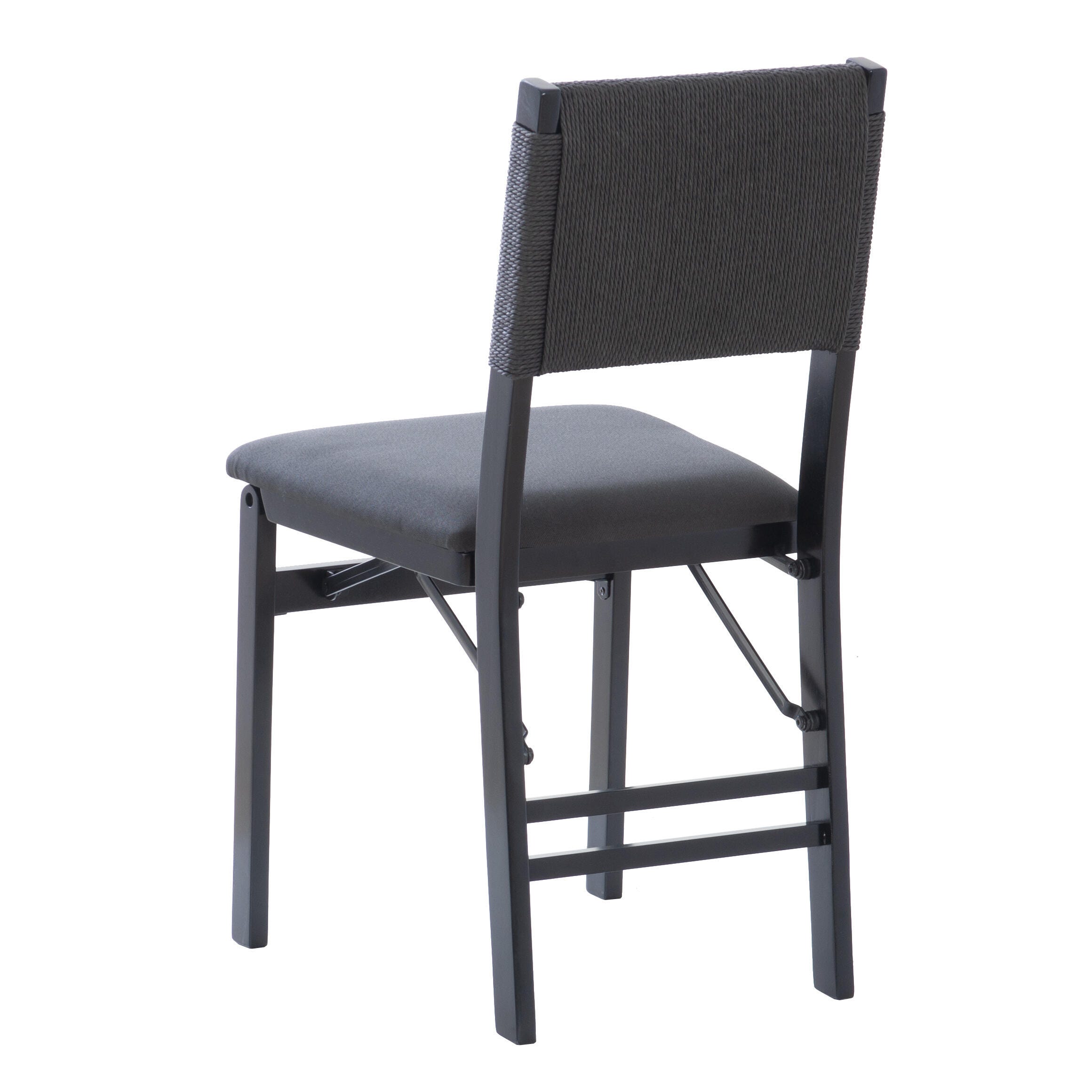 Linon Hutch Rope Folding Chair, Black, large