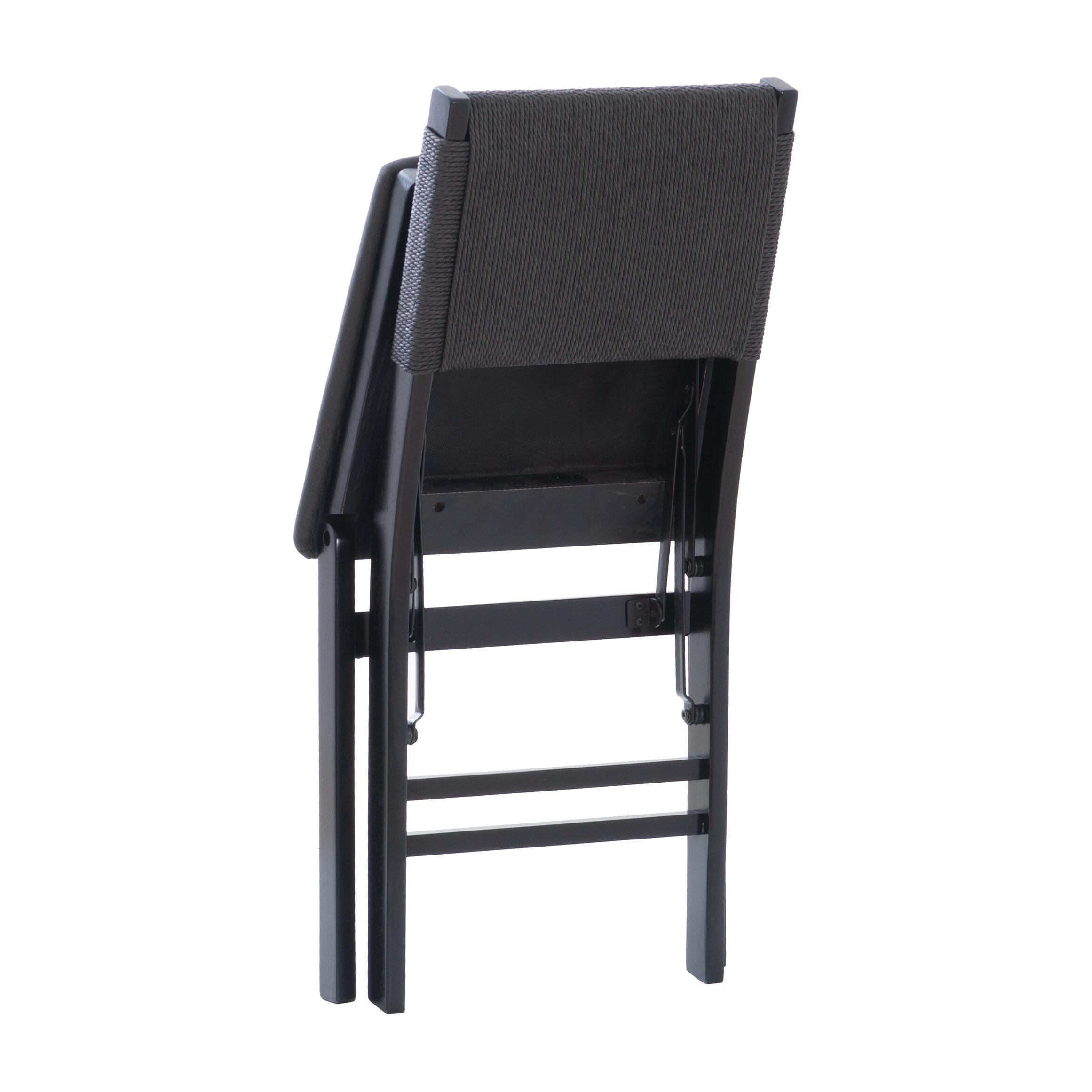 Linon Hutch Rope Folding Chair, Black, large
