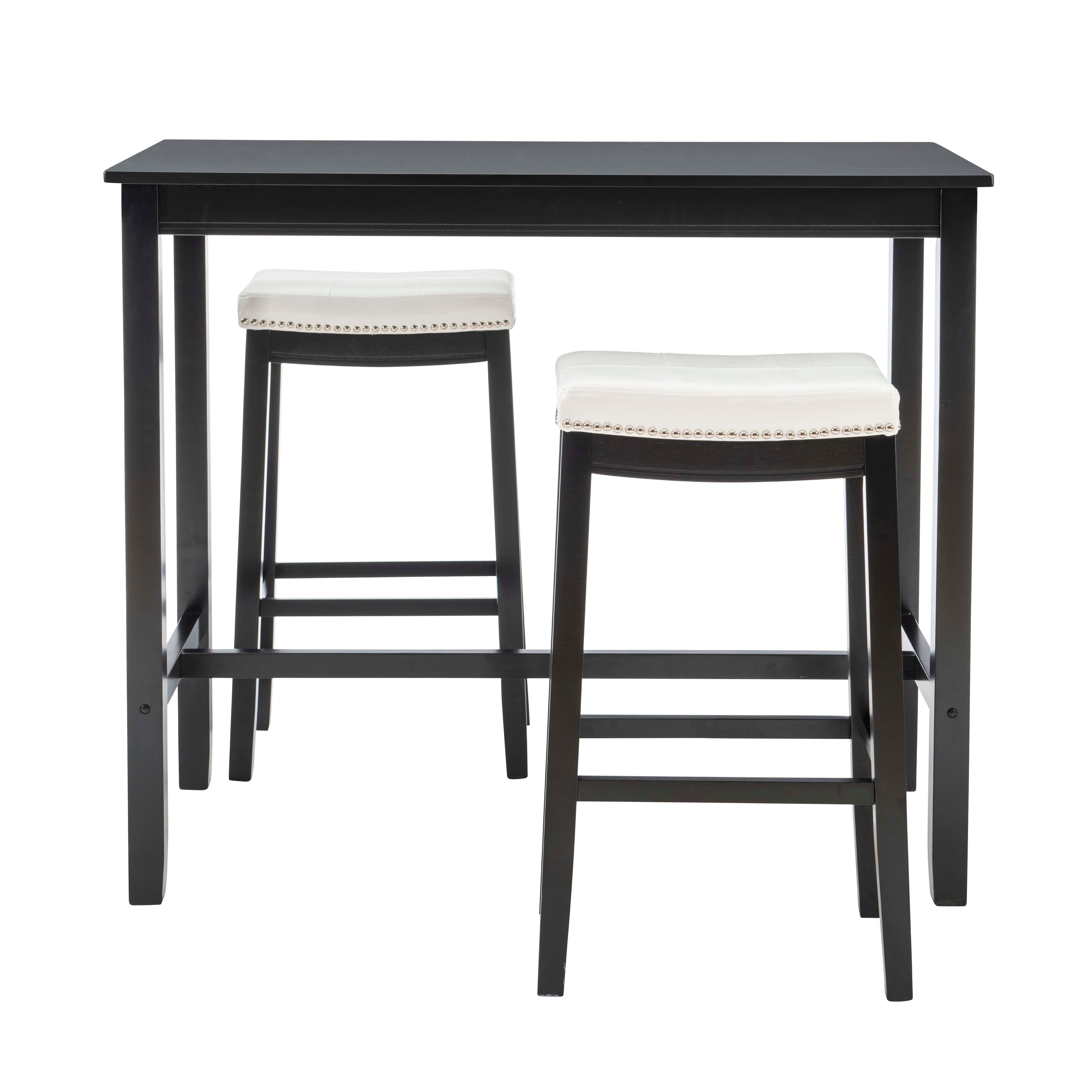 Linon Claridge Three Piece Bar Set, White, large