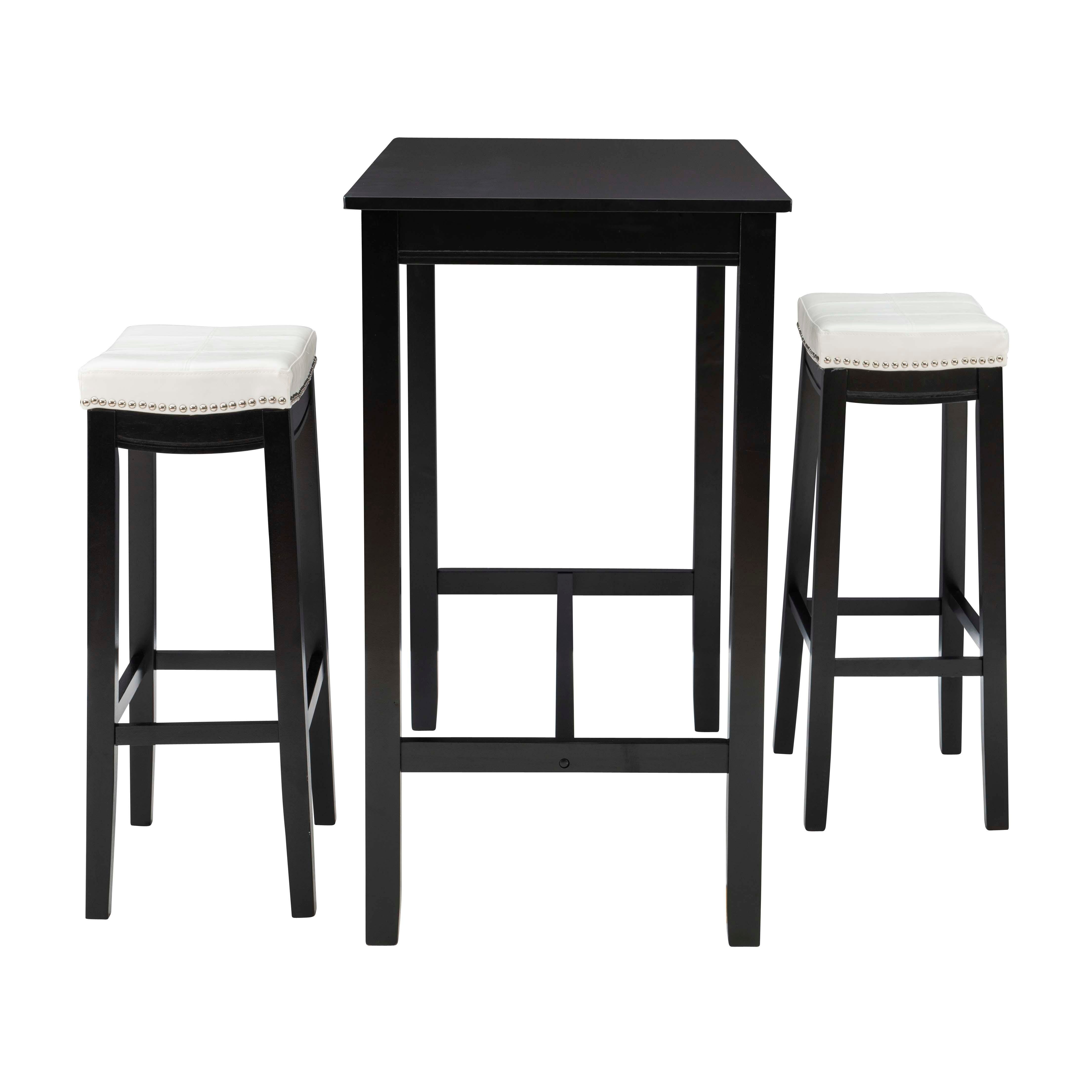 Linon Claridge Three Piece Bar Set, White, large