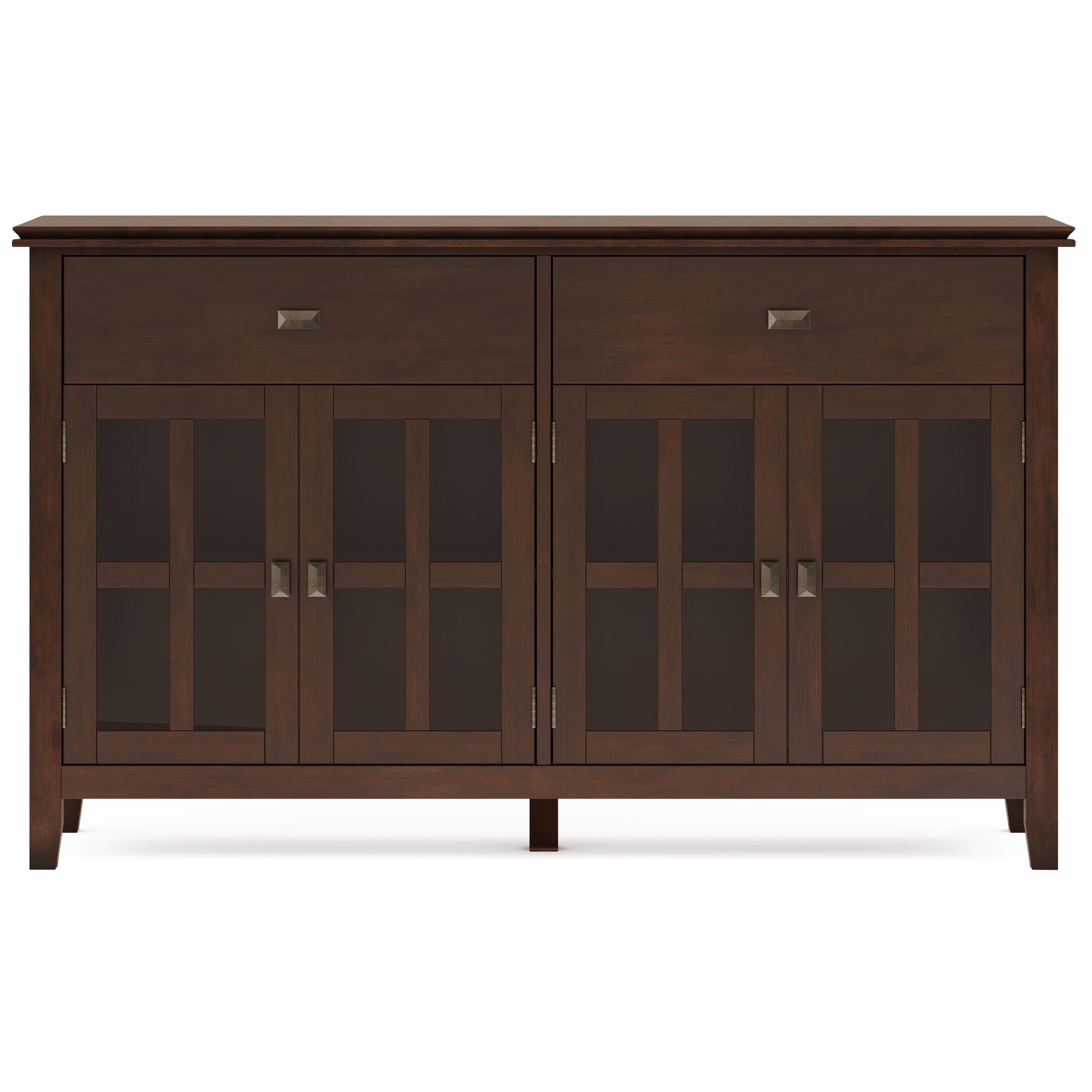 Simpli Home Artisan 4 Door Sideboard Buffet, Brown, large