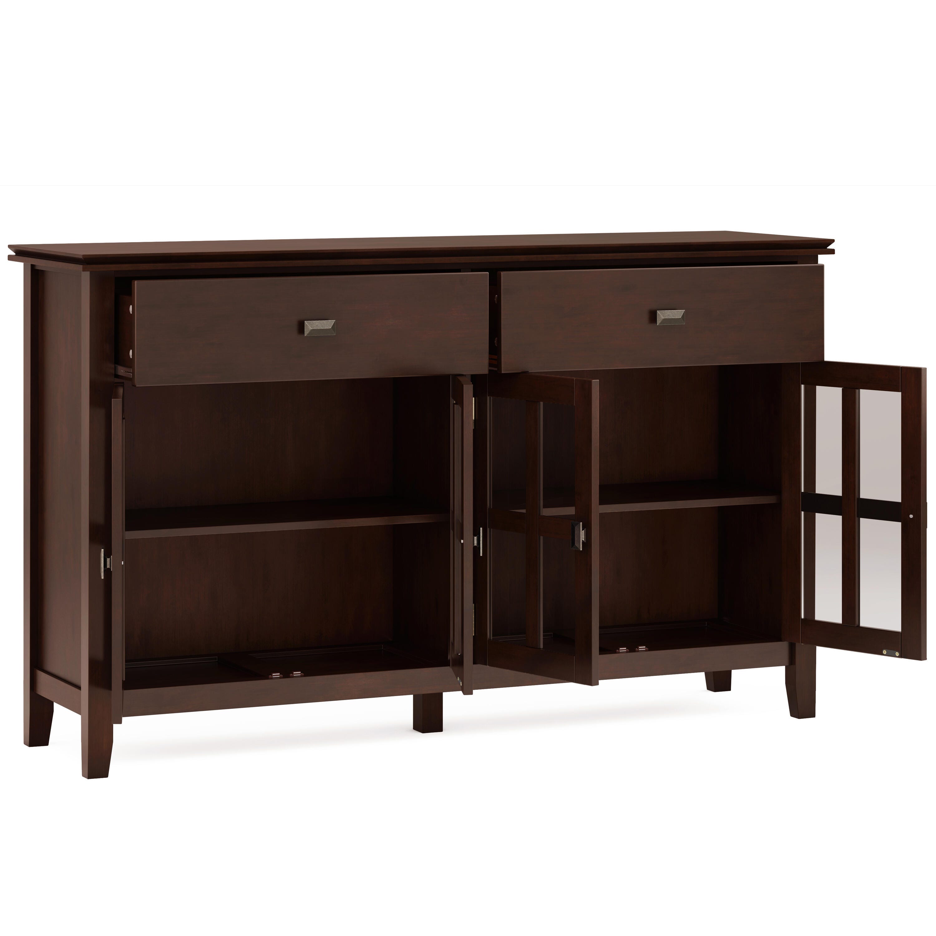 Simpli Home Artisan 4 Door Sideboard Buffet, Brown, large