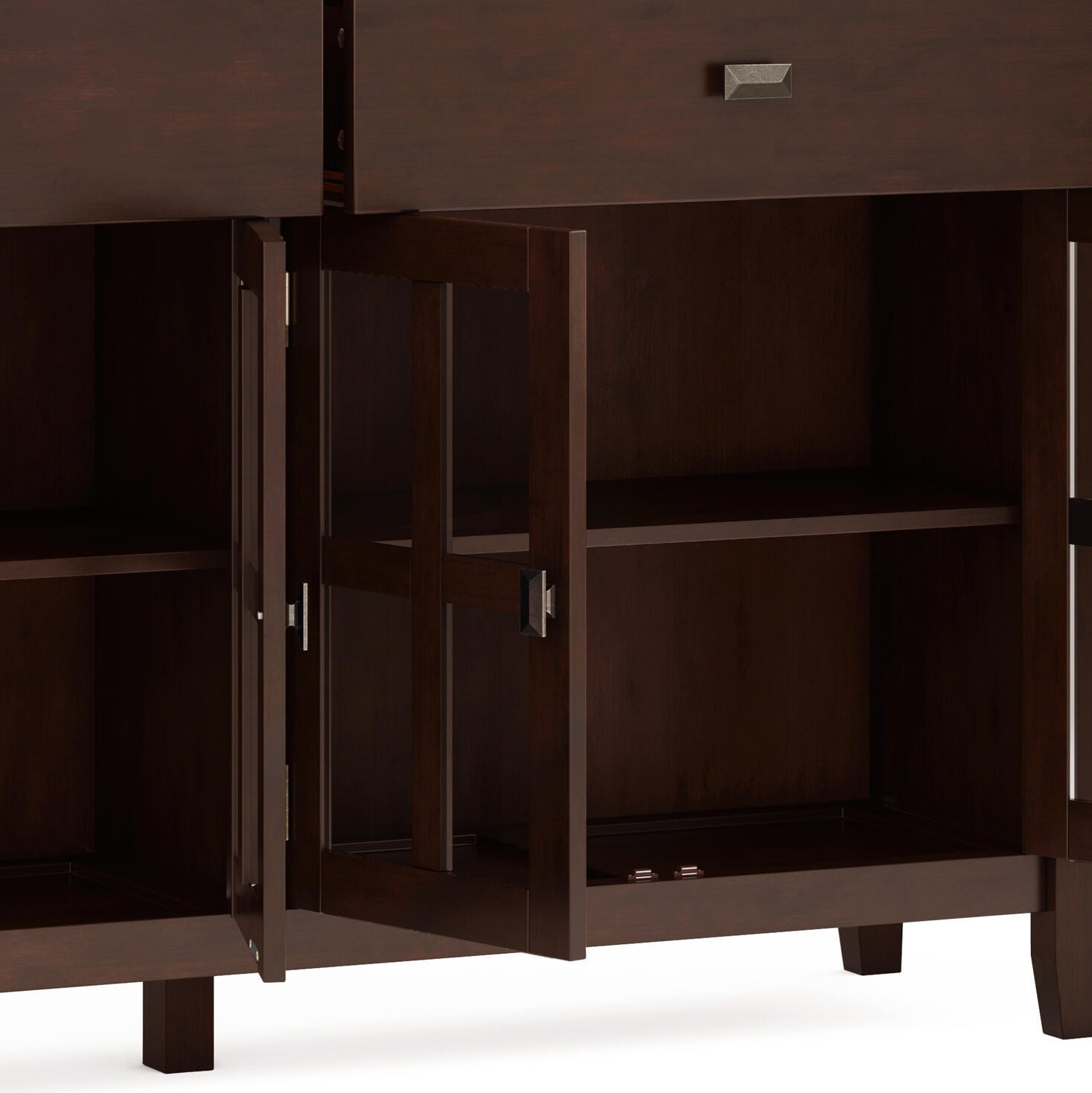 Simpli Home Artisan 4 Door Sideboard Buffet, Brown, large