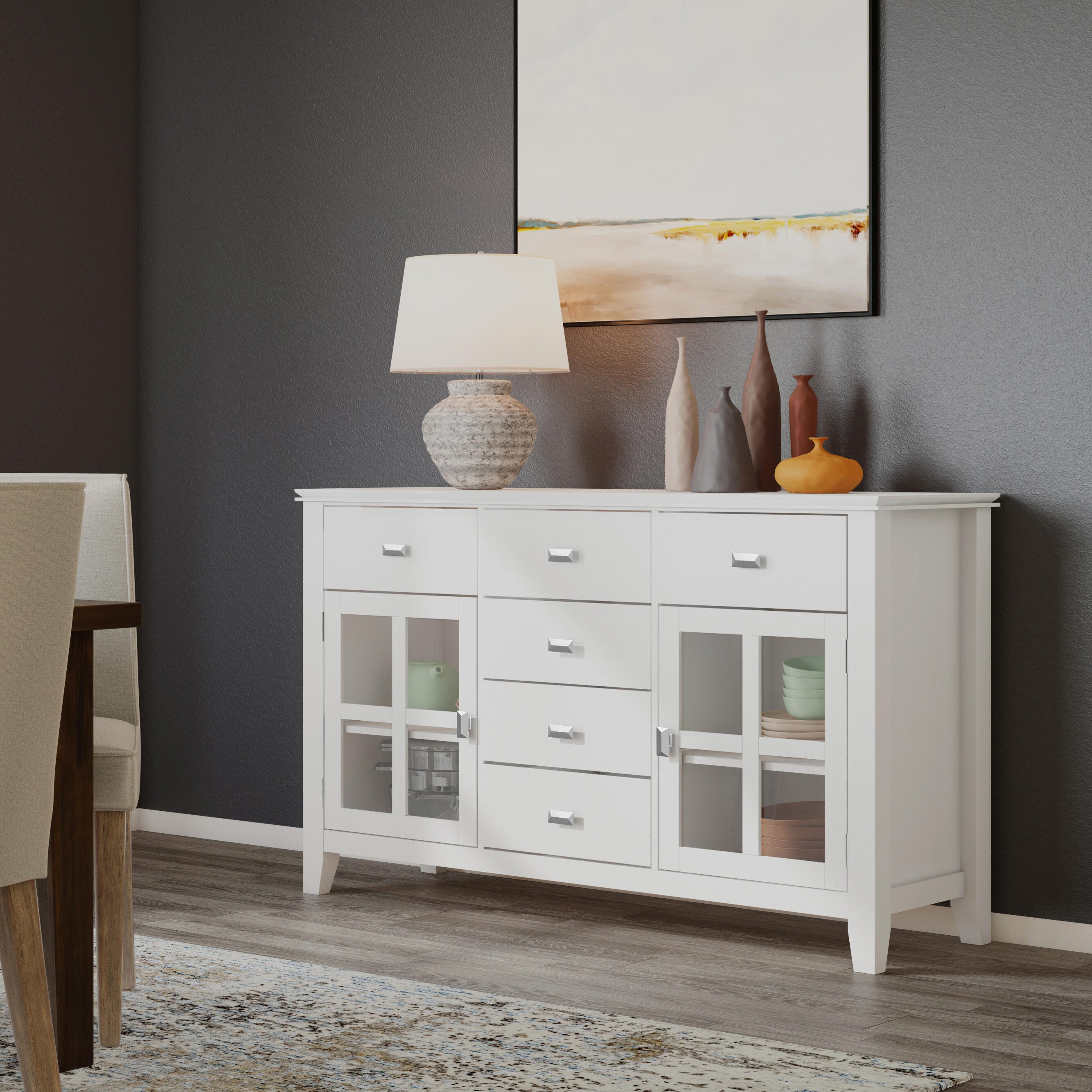Simpli Home Artisan Sideboard Buffet Credenza, White, rollover