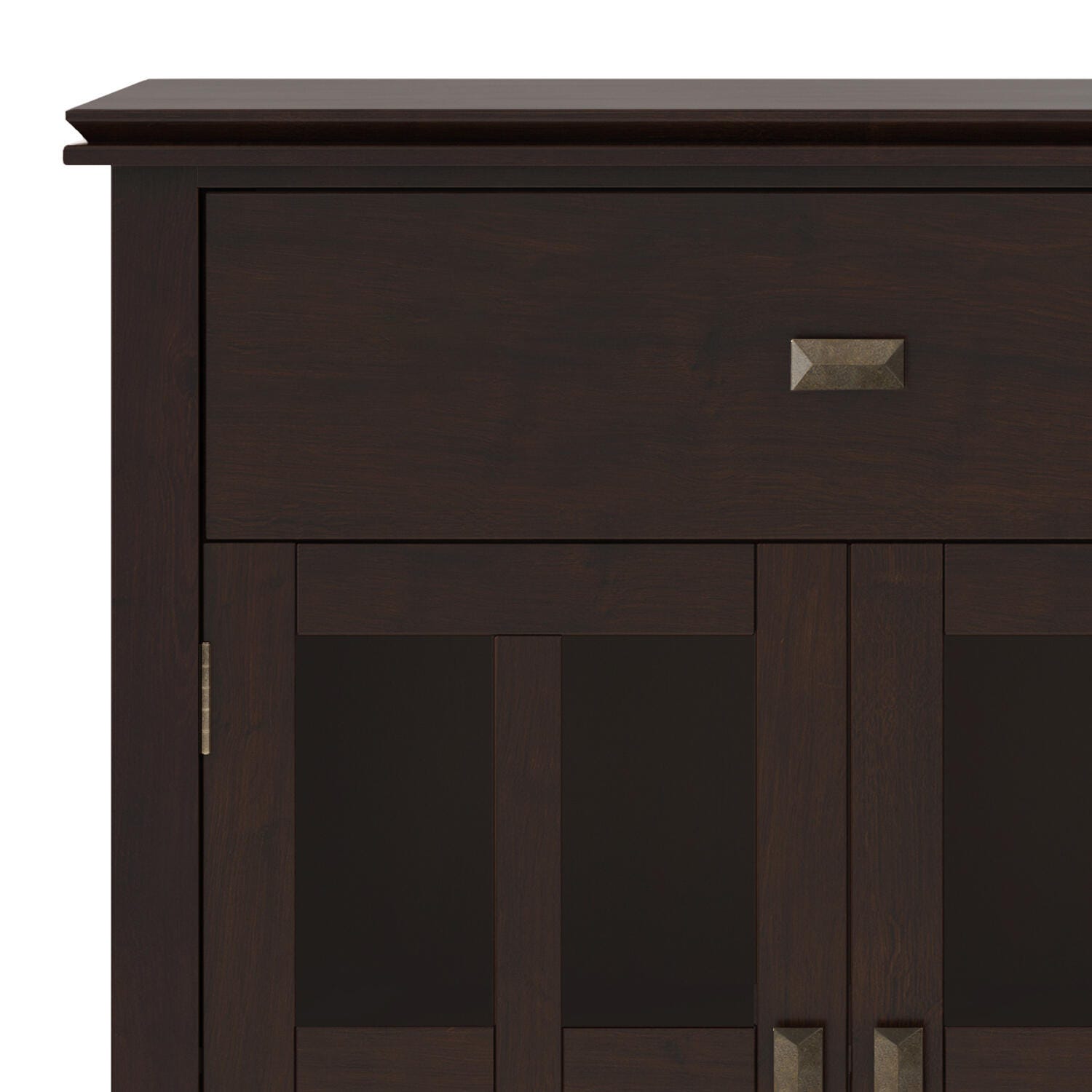 Simpli Home Artisan 4 Door Sideboard Buffet, Dark Chestnut Brown, large