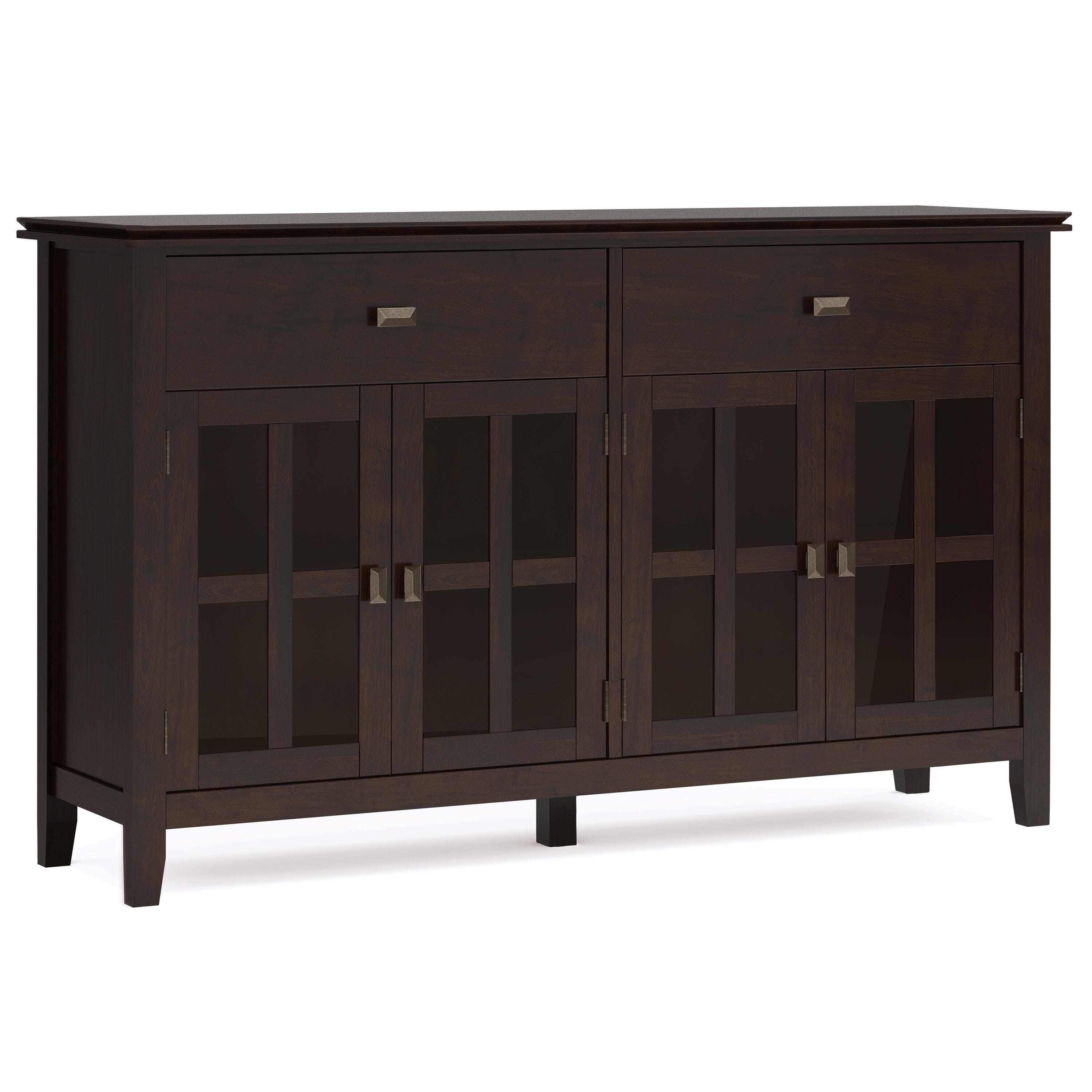 Simpli Home Artisan 4 Door Sideboard Buffet, Dark Chestnut Brown, large