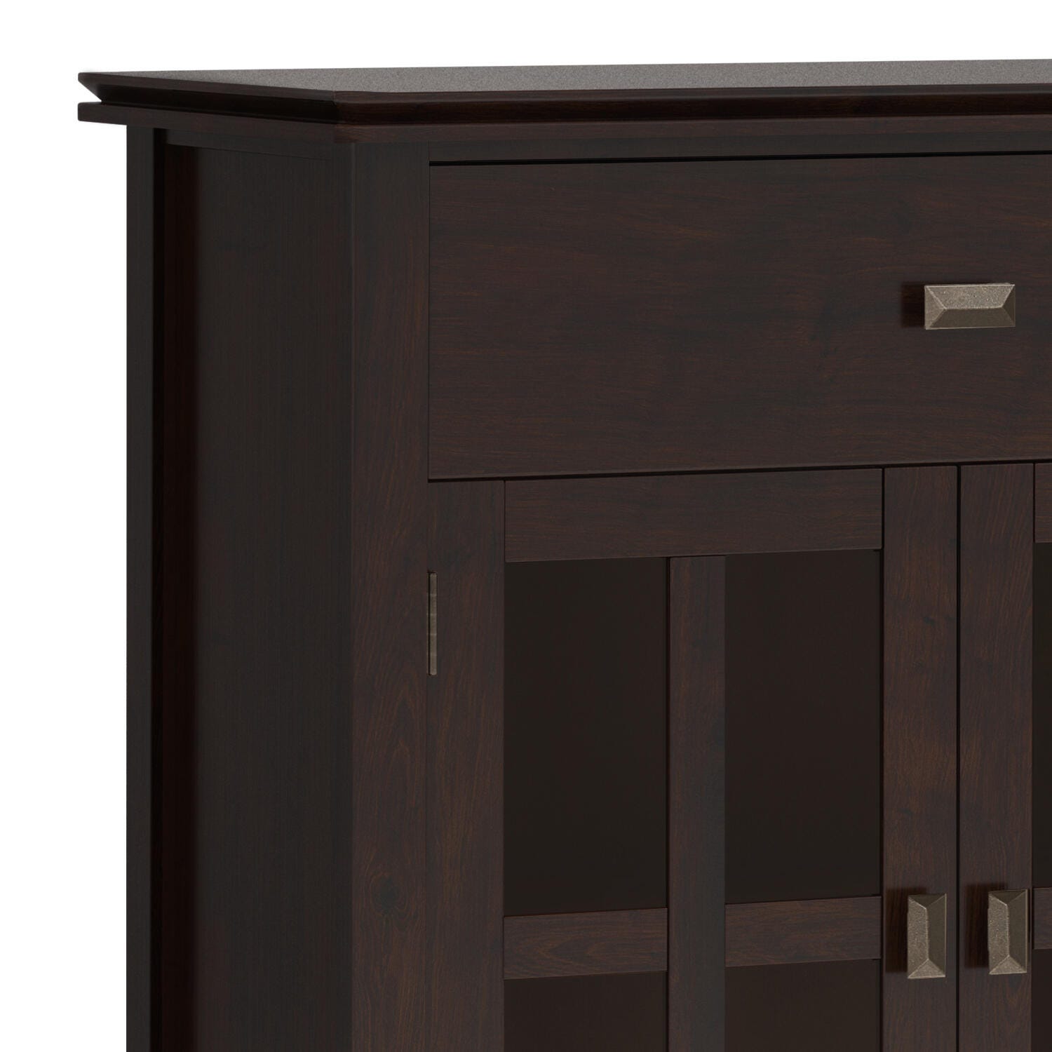 Simpli Home Artisan 4 Door Sideboard Buffet, Dark Chestnut Brown, large