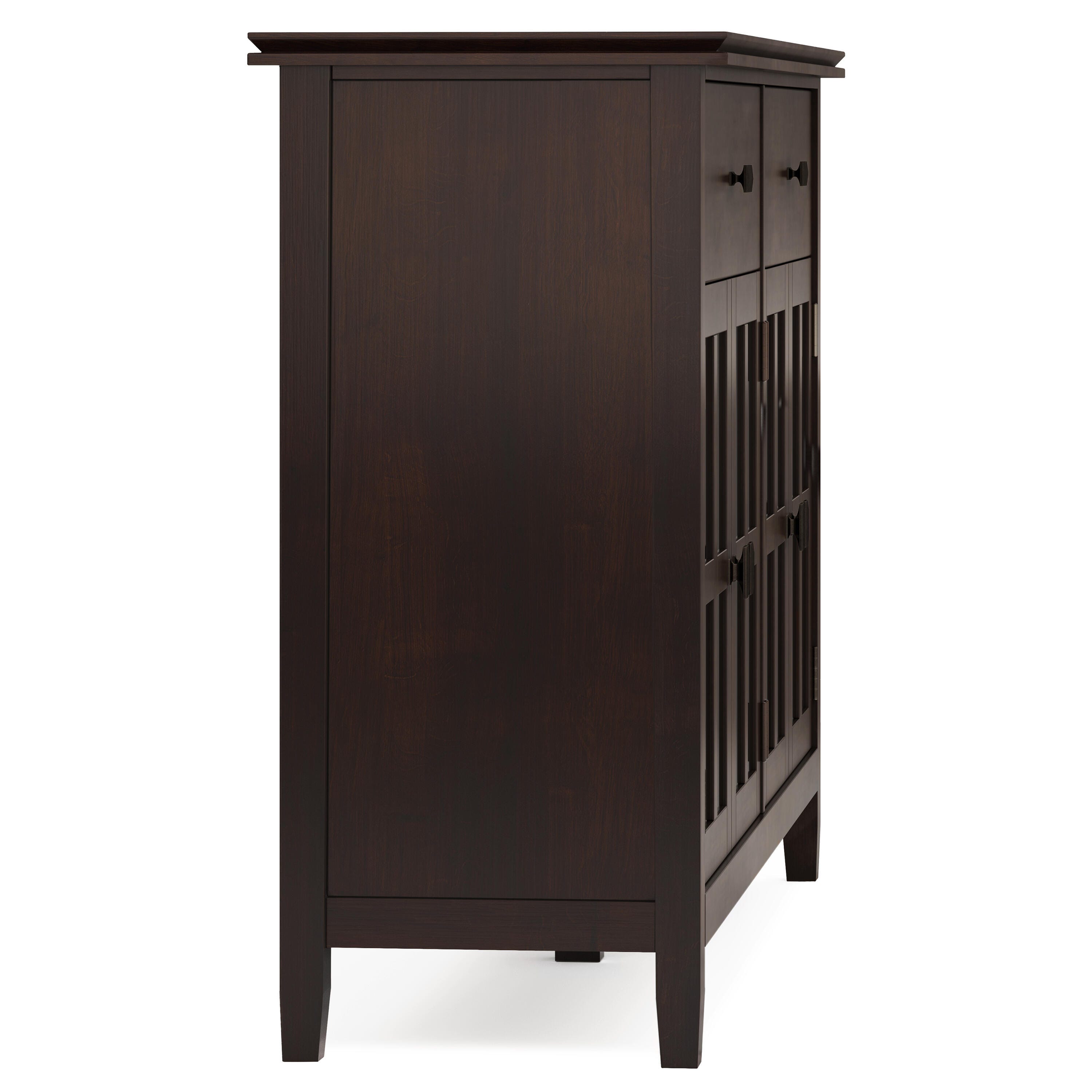 Simpli Home Artisan 4 Door Sideboard Buffet, Dark Chestnut Brown, large