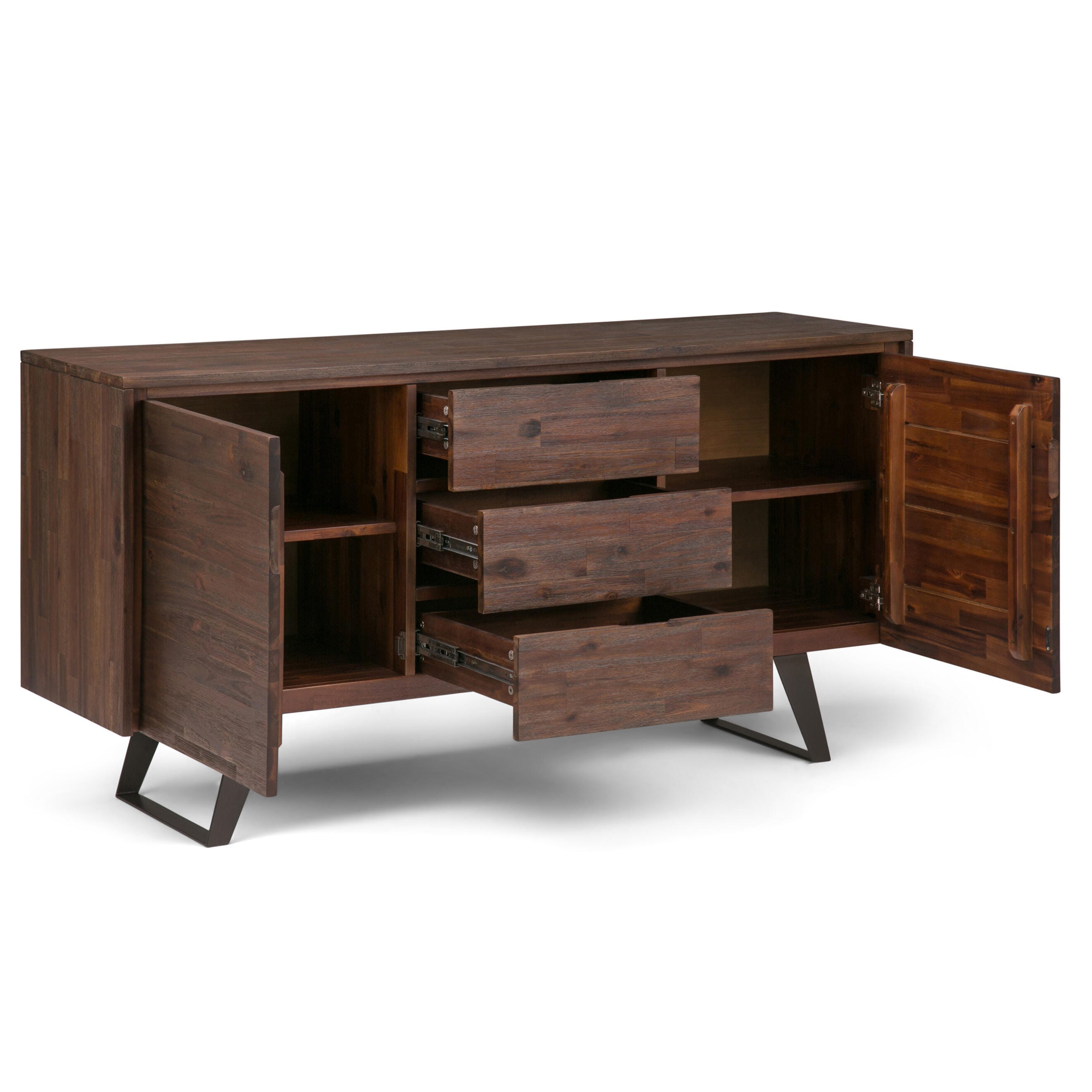 Simpli Home Lowry Sideboard Buffet, Distressed Charcoal Brown, large