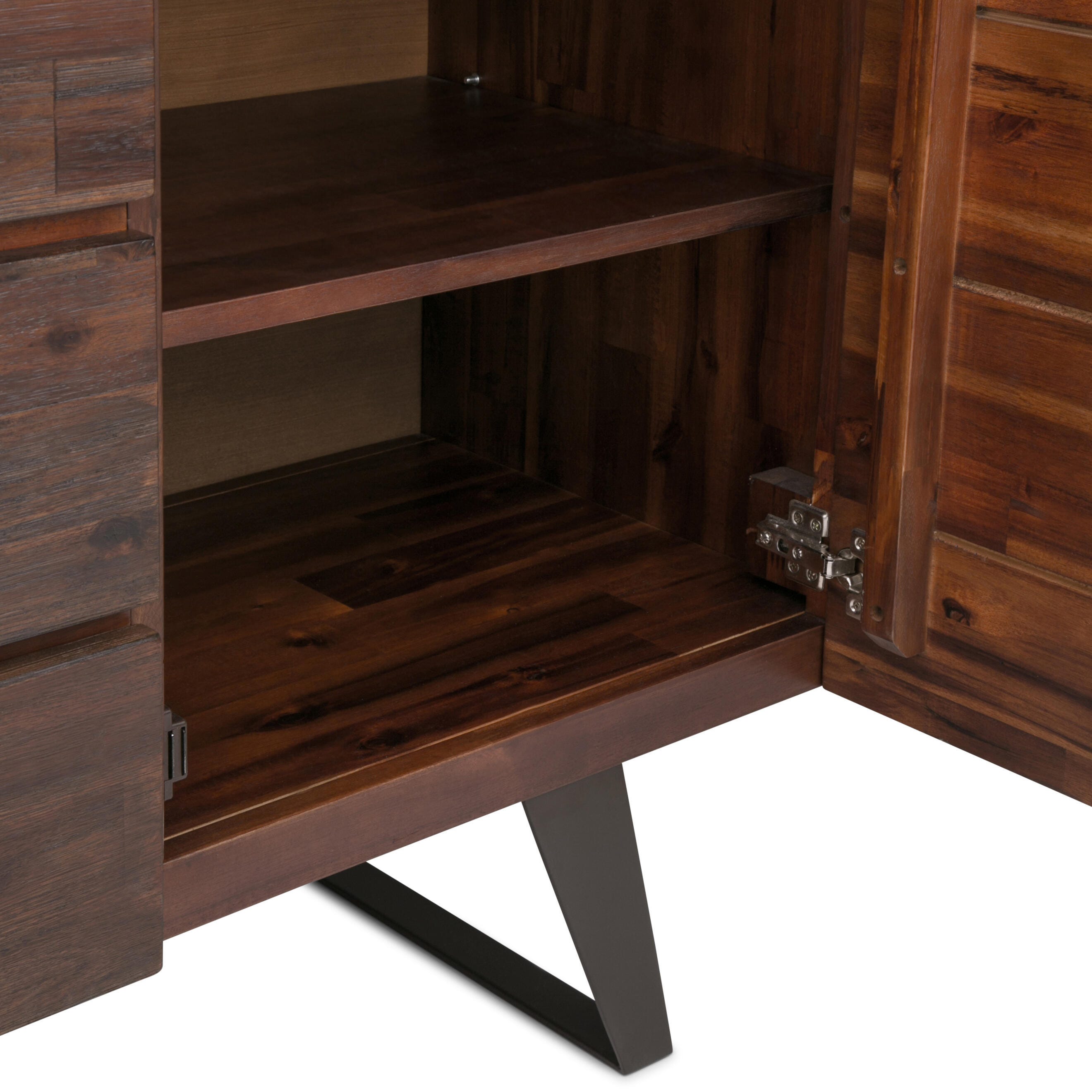Simpli Home Lowry Sideboard Buffet, Distressed Charcoal Brown, large