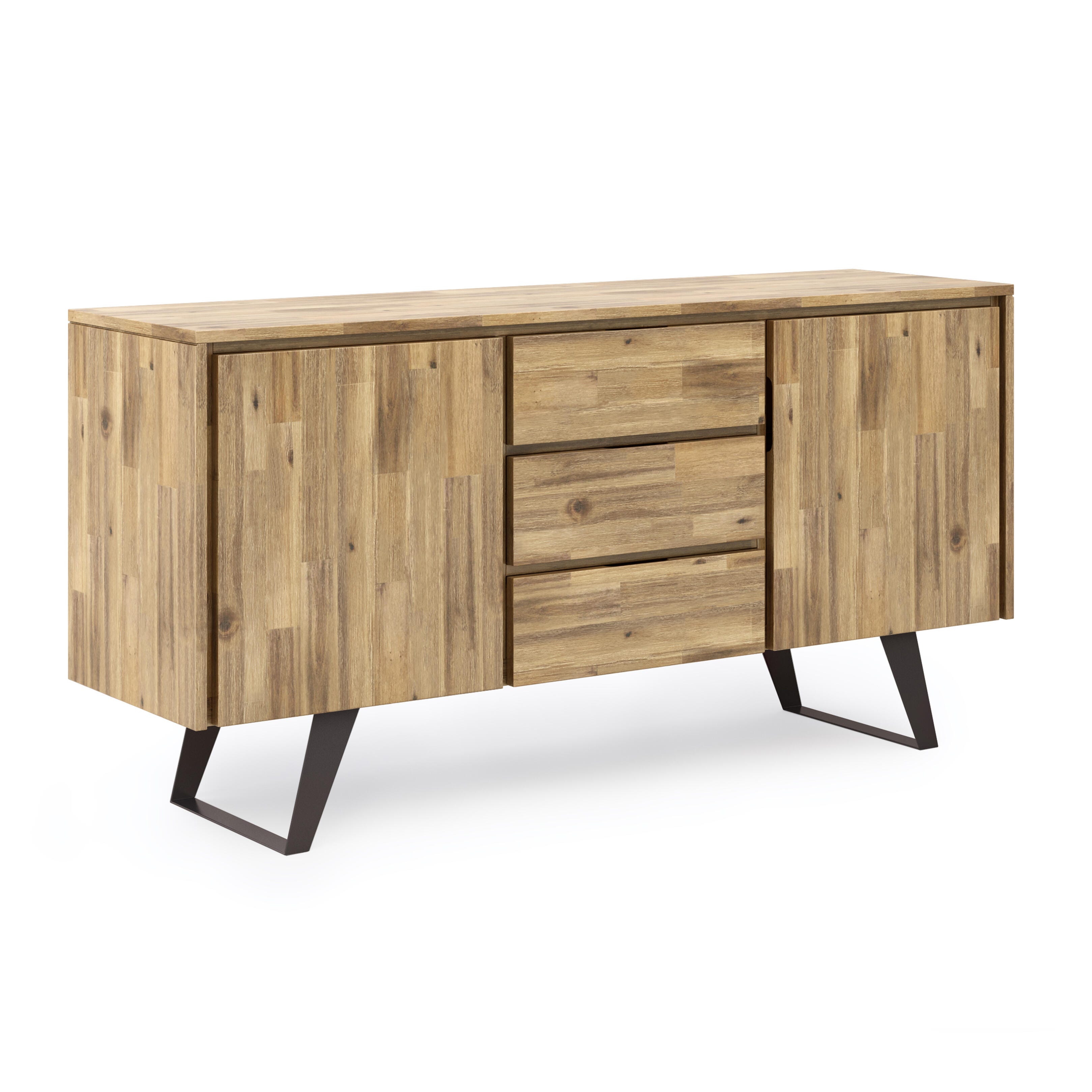 Simpli Home Lowry Sideboard Buffet, Distressed Golden Wheat, large