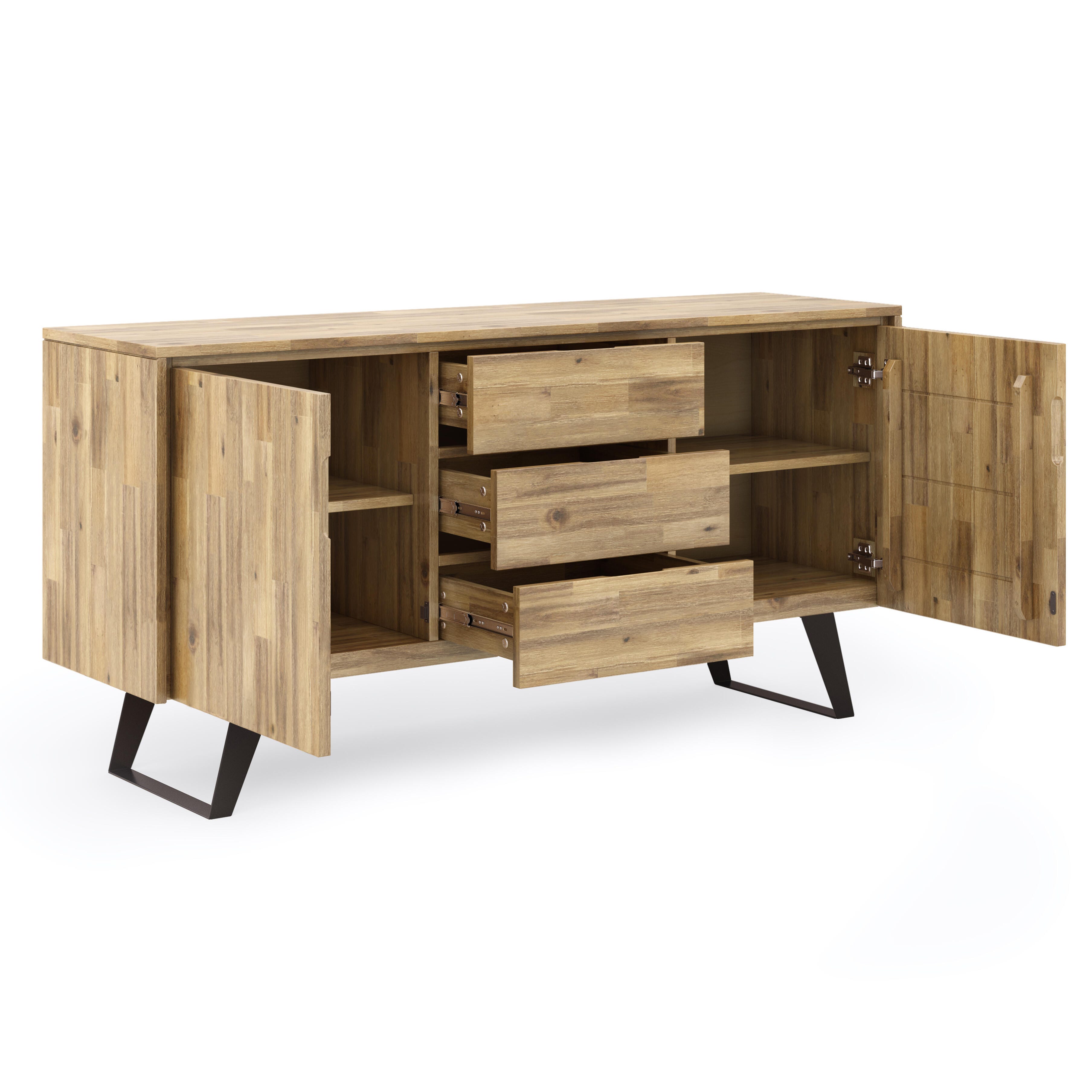 Simpli Home Lowry Sideboard Buffet, Distressed Golden Wheat, large
