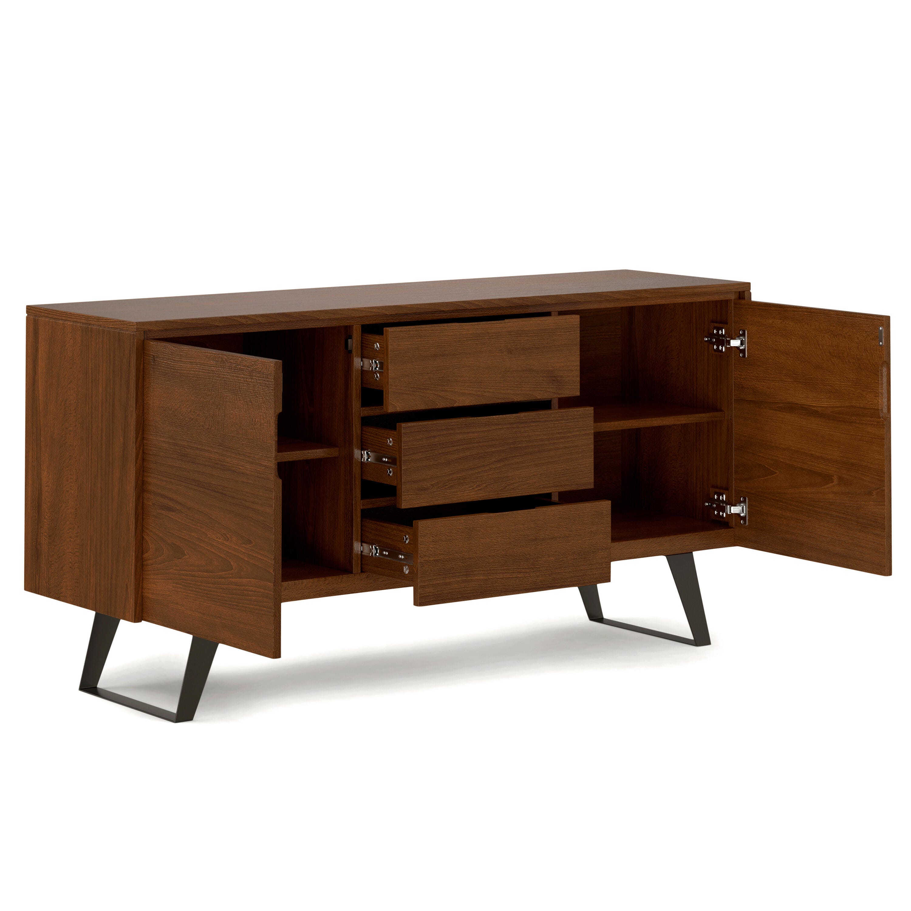 Simpli Home Lowry Sideboard Buffet, Walnut, large