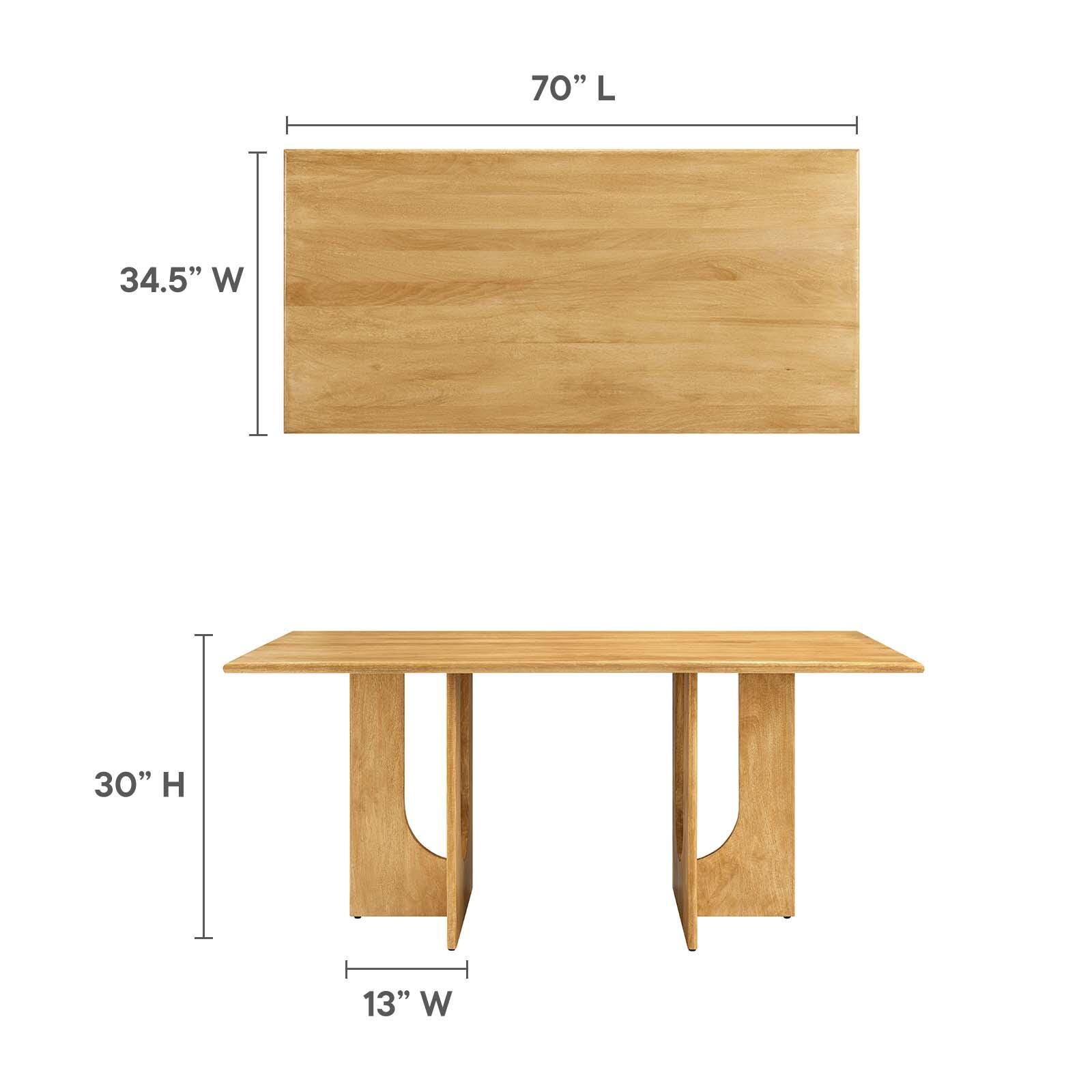 Rivian Rectangular 70" Wood Dining Table, Oak, large