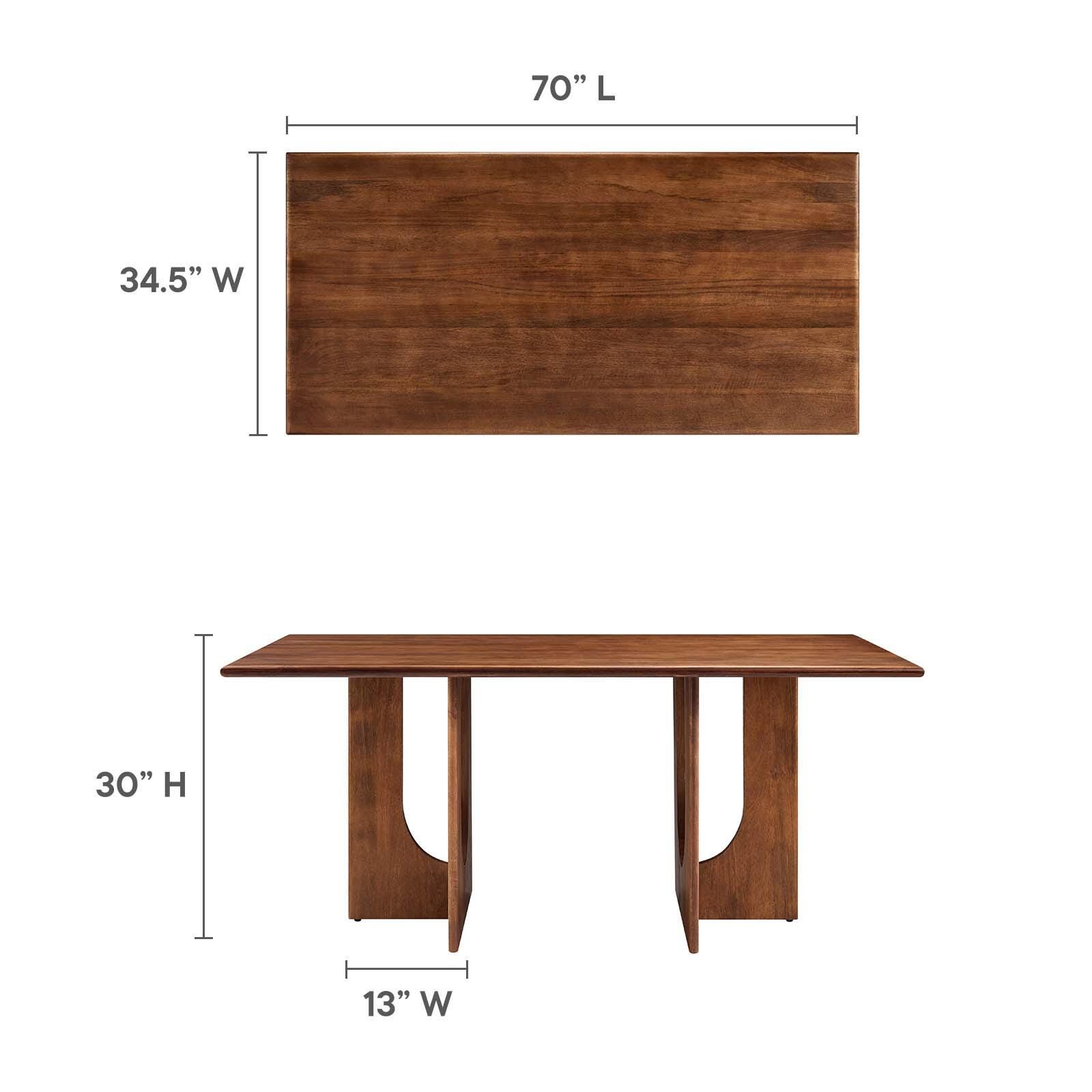 Rivian Rectangular 70" Wood Dining Table, Walnut, large