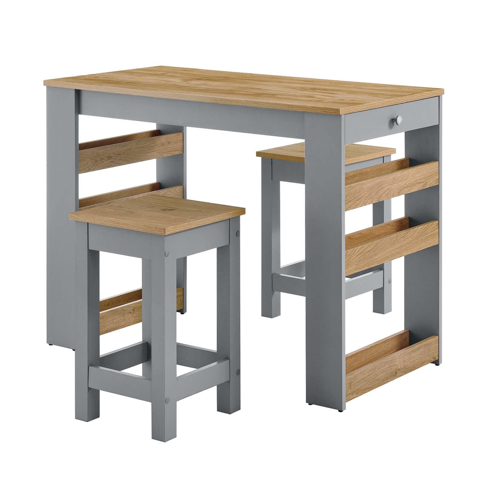 Galley 3-Piece Kitchen Island and Stool Set, , large