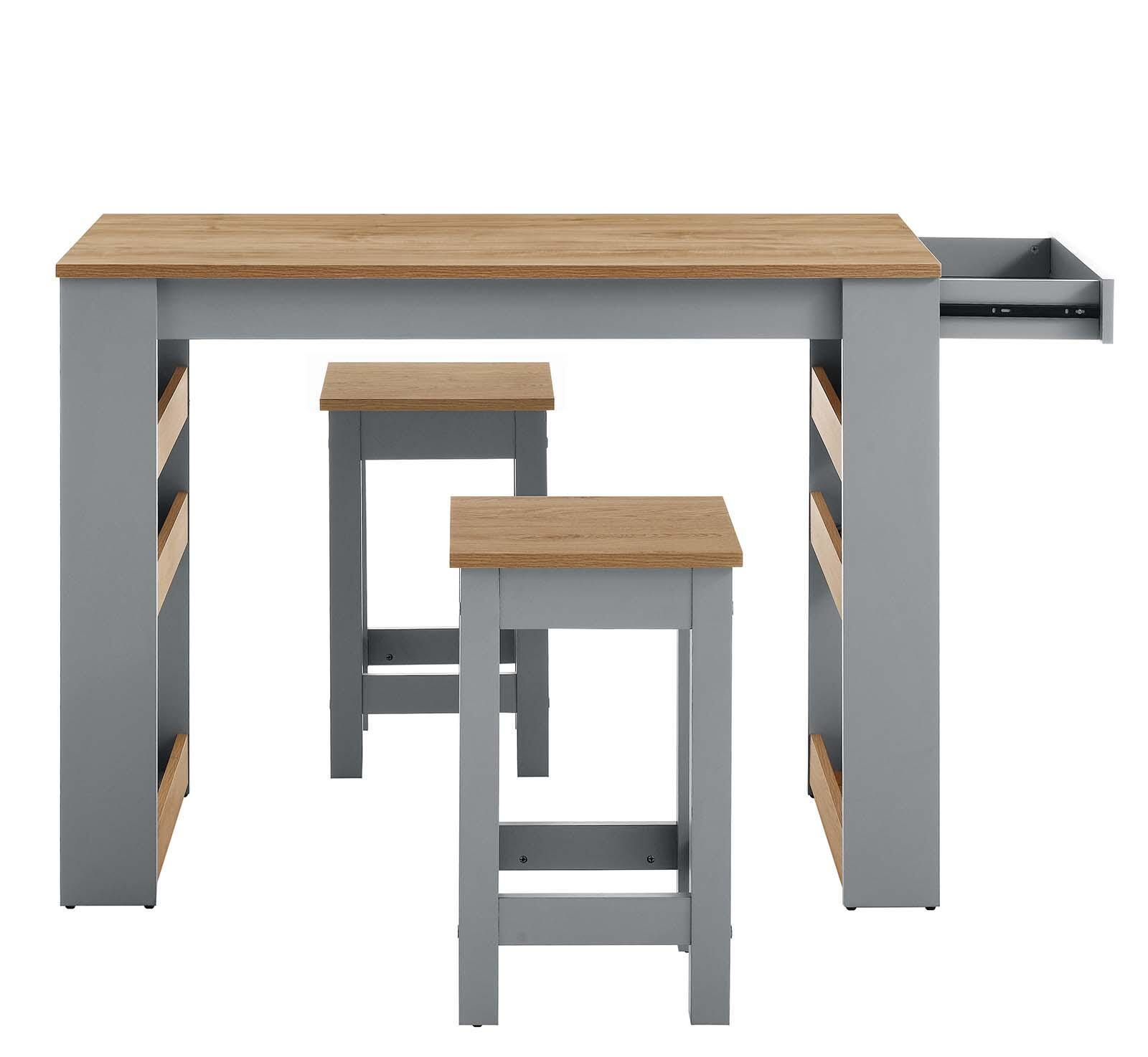 Galley 3-Piece Kitchen Island and Stool Set, , large