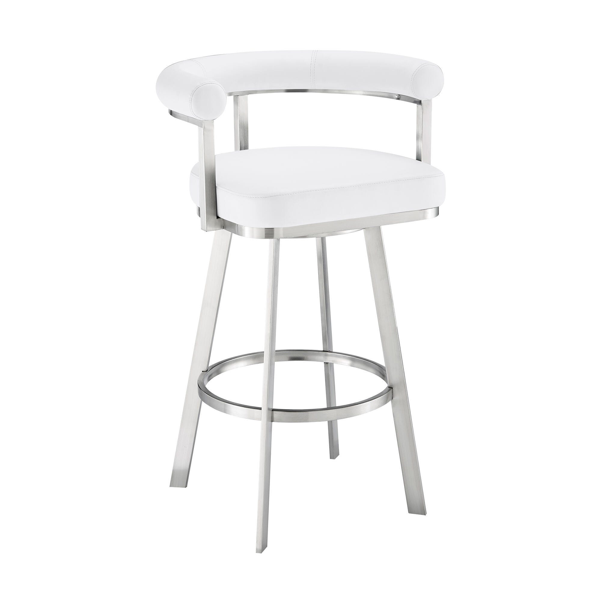 Magnolia Swivel Counter Stool, White/Chrome, large