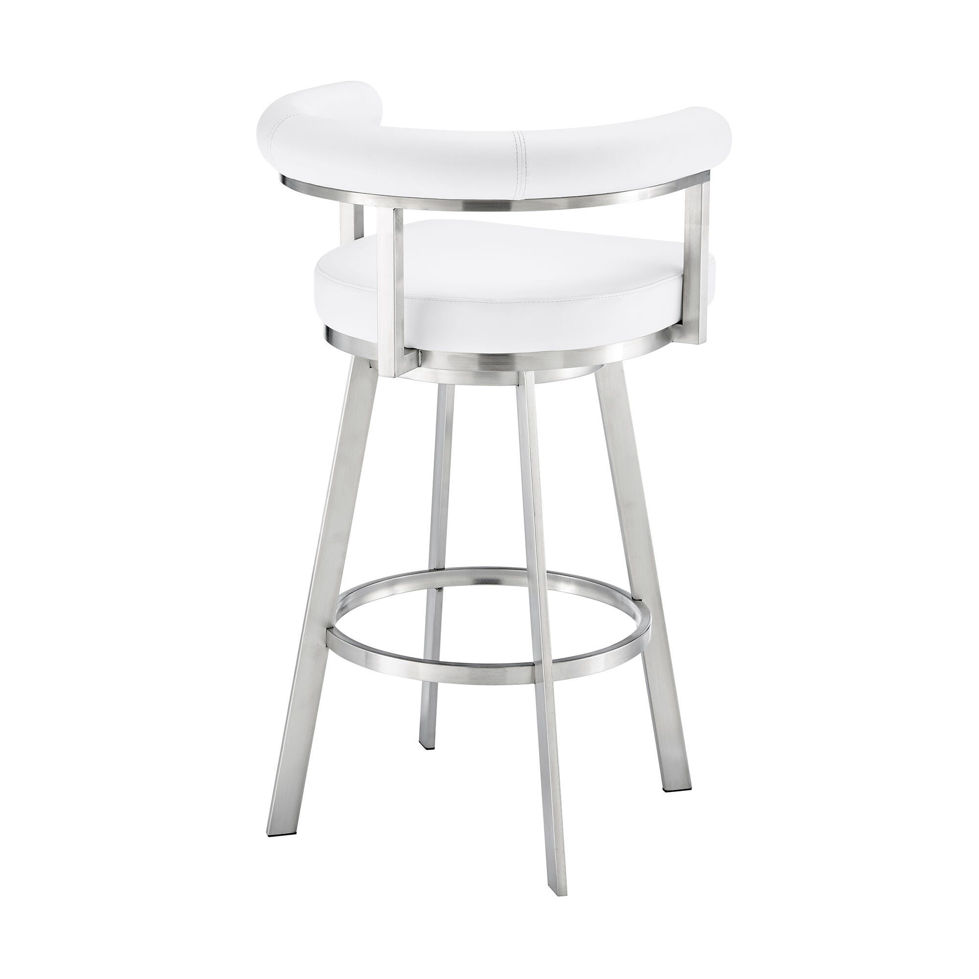 Magnolia Swivel Bar Stool, White/Chrome, large