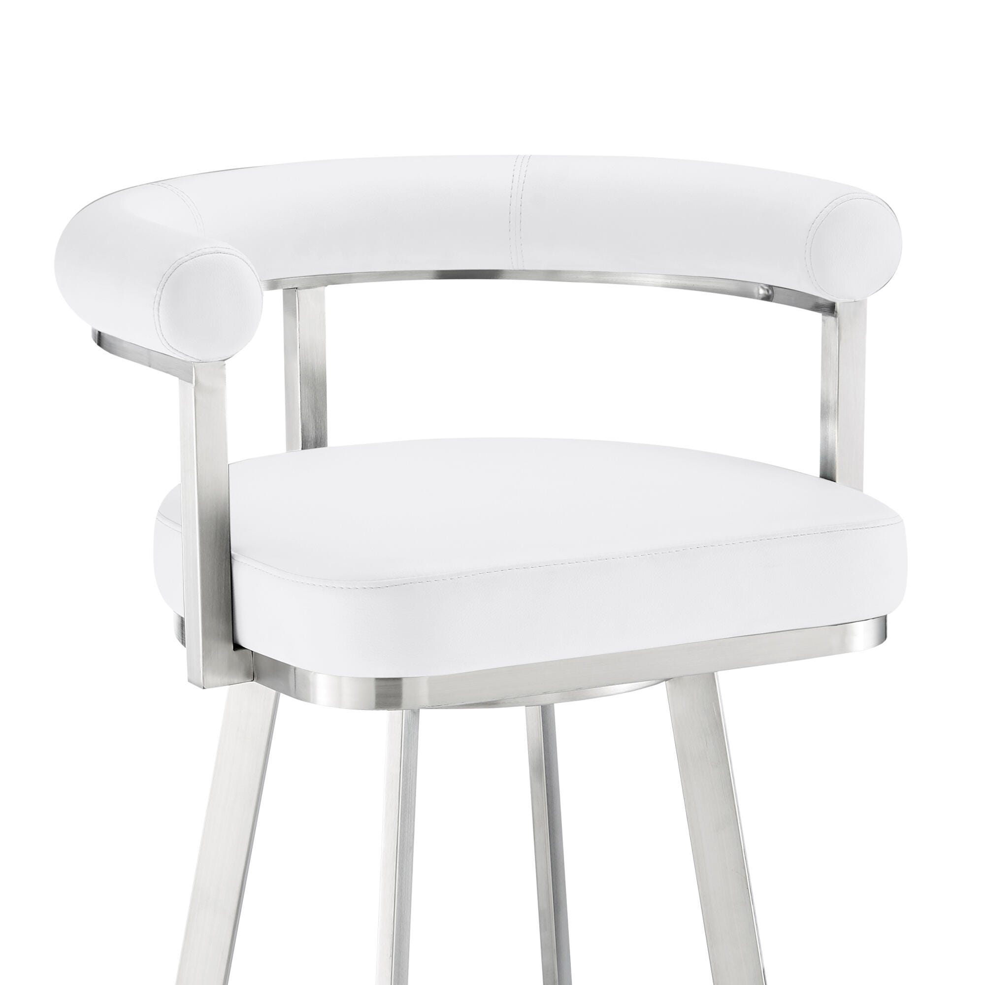 Magnolia Swivel Bar Stool, White/Chrome, large