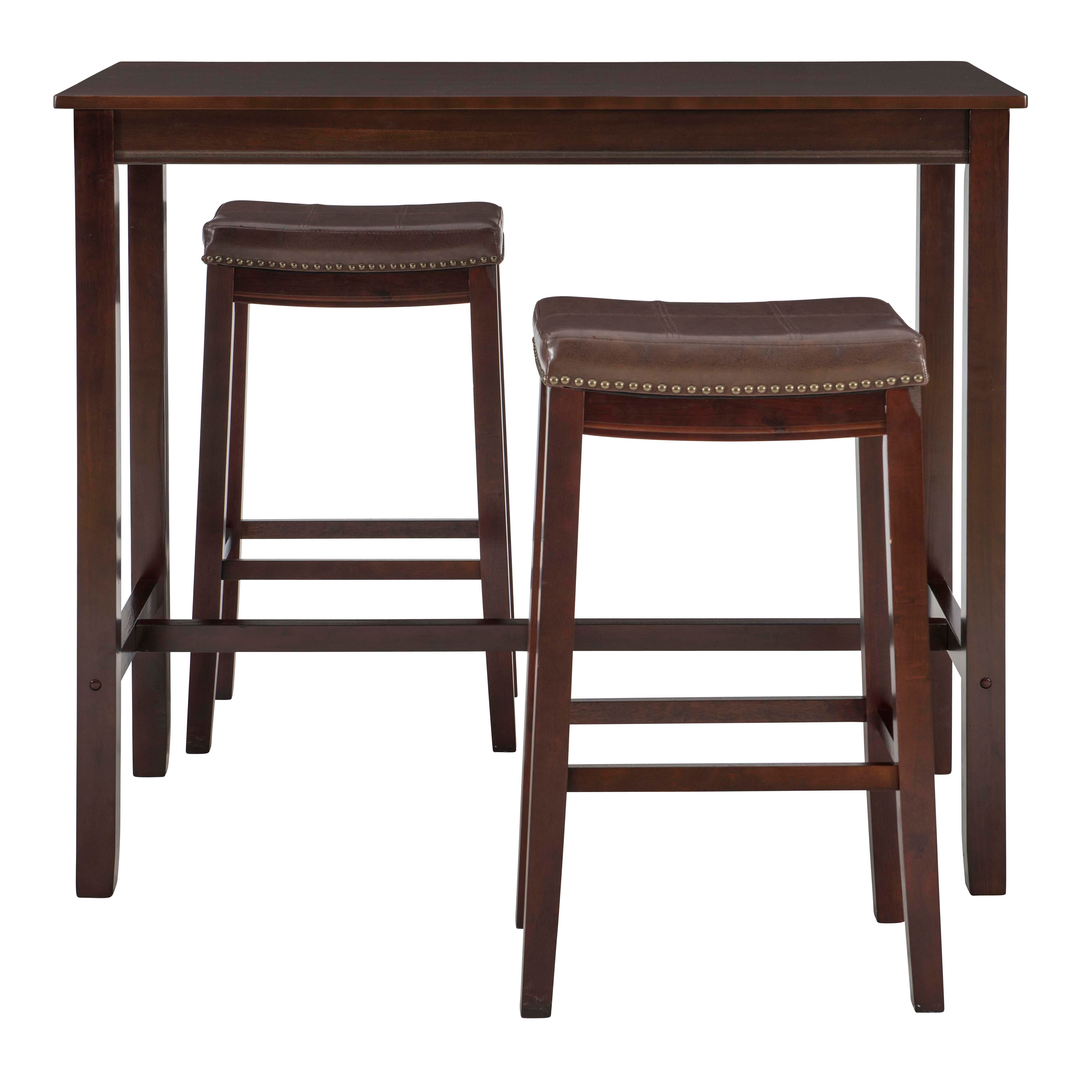 Linon Claridge Three Piece Bar Set, Brown, large