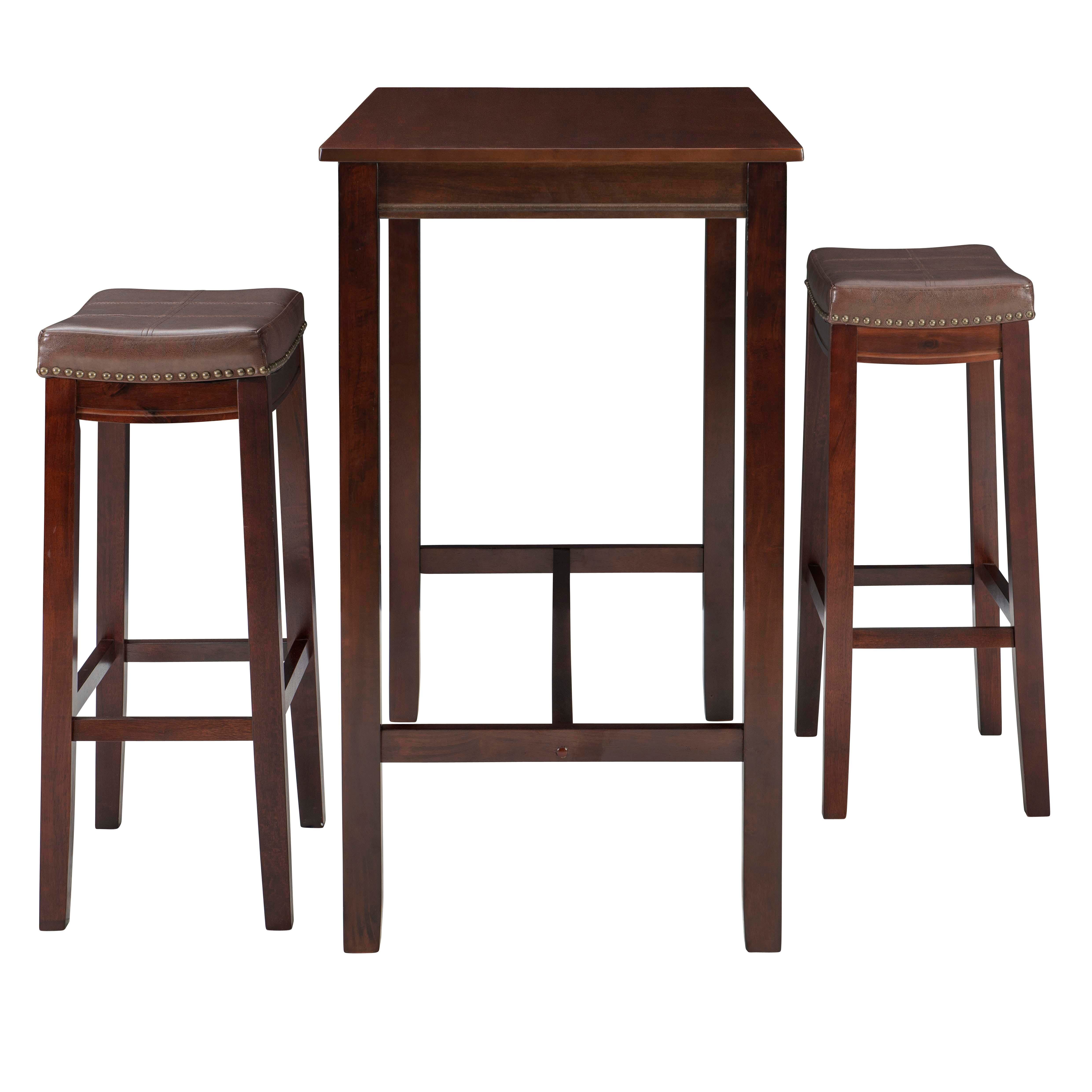 Linon Claridge Three Piece Bar Set, Brown, large