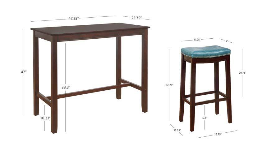 Linon Claridge Three Piece Bar Set, Brown, large