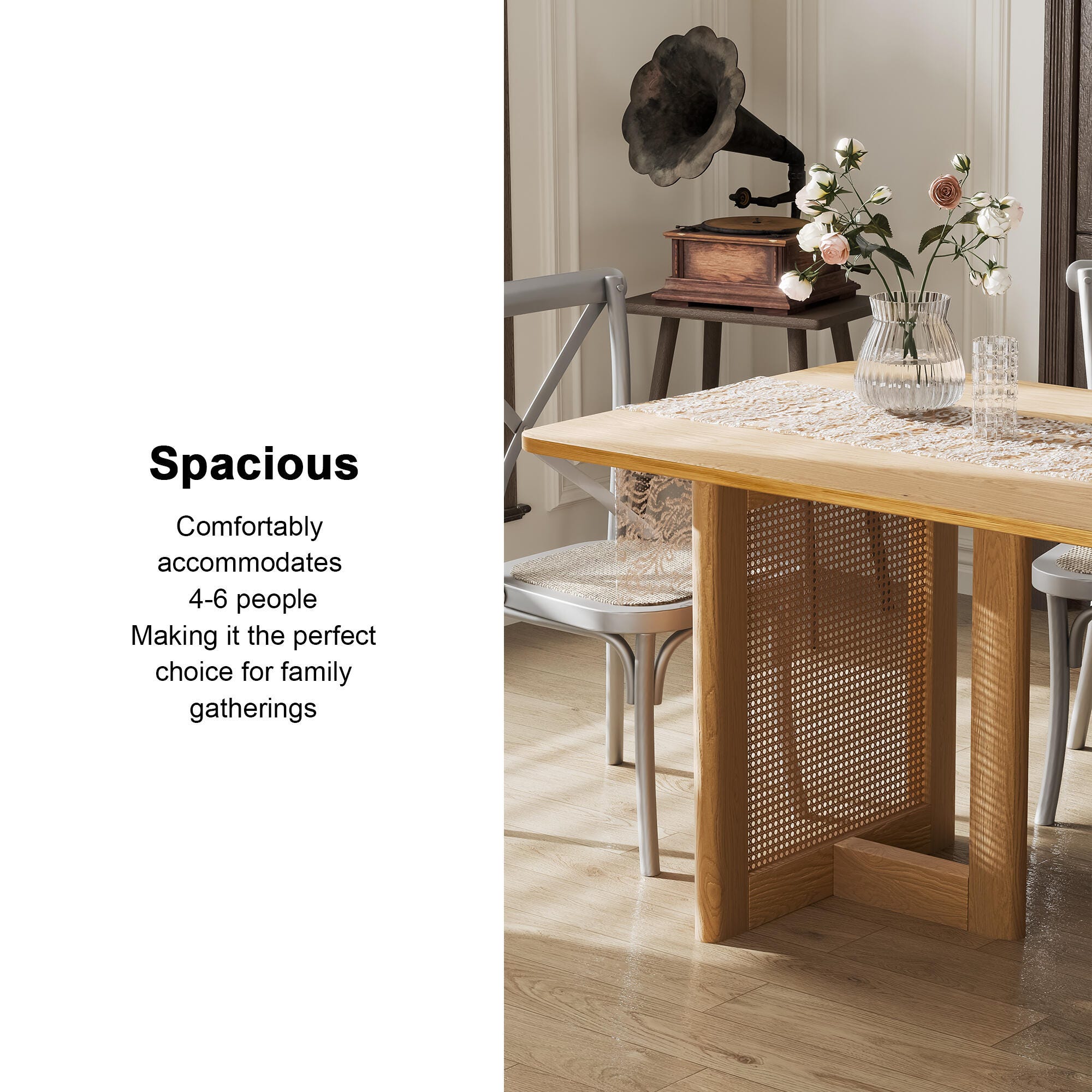 Neutypechic Ambience Rectangular Dining Table, Oak, large