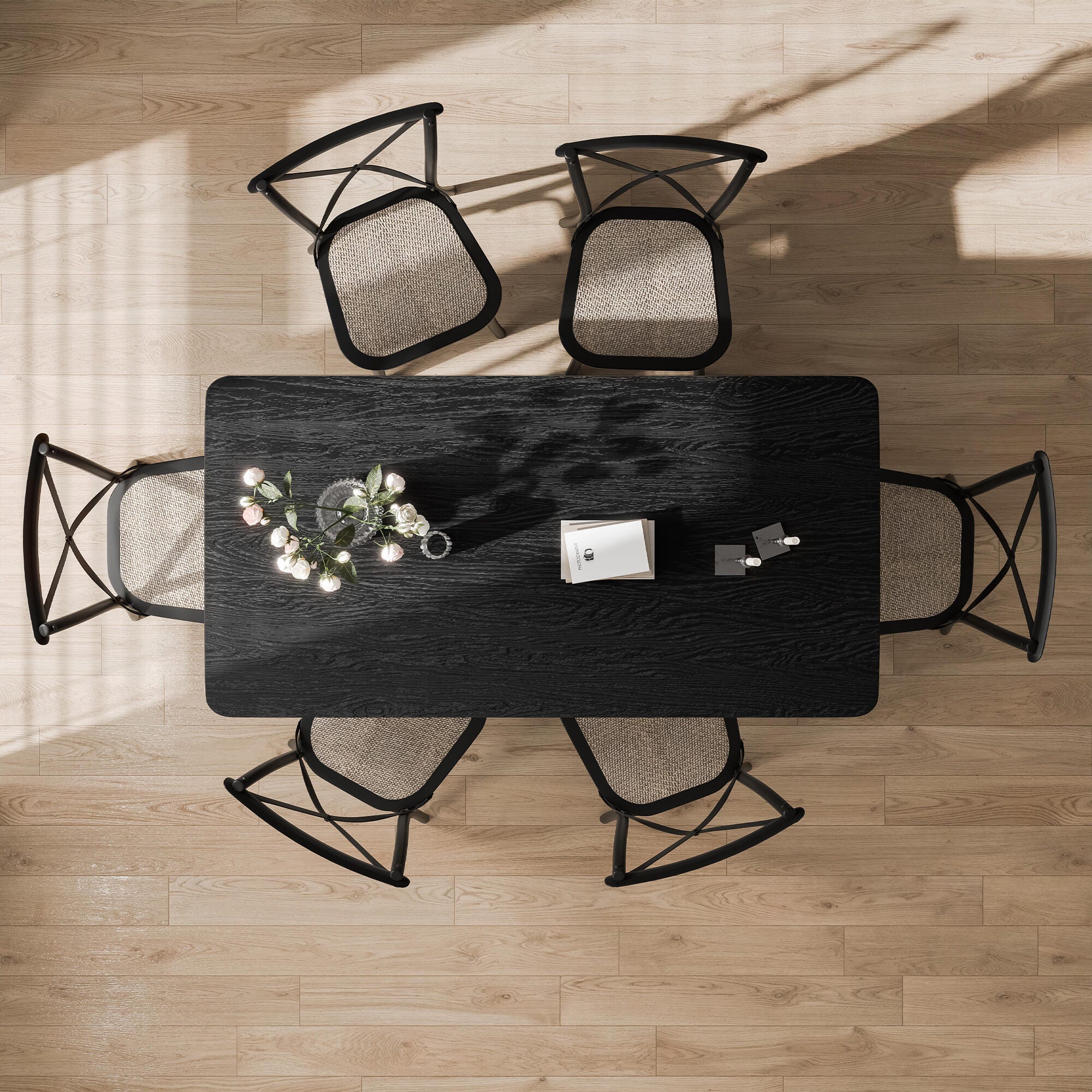 Neutypechic Ambience Rectangular Dining Table, Black, large