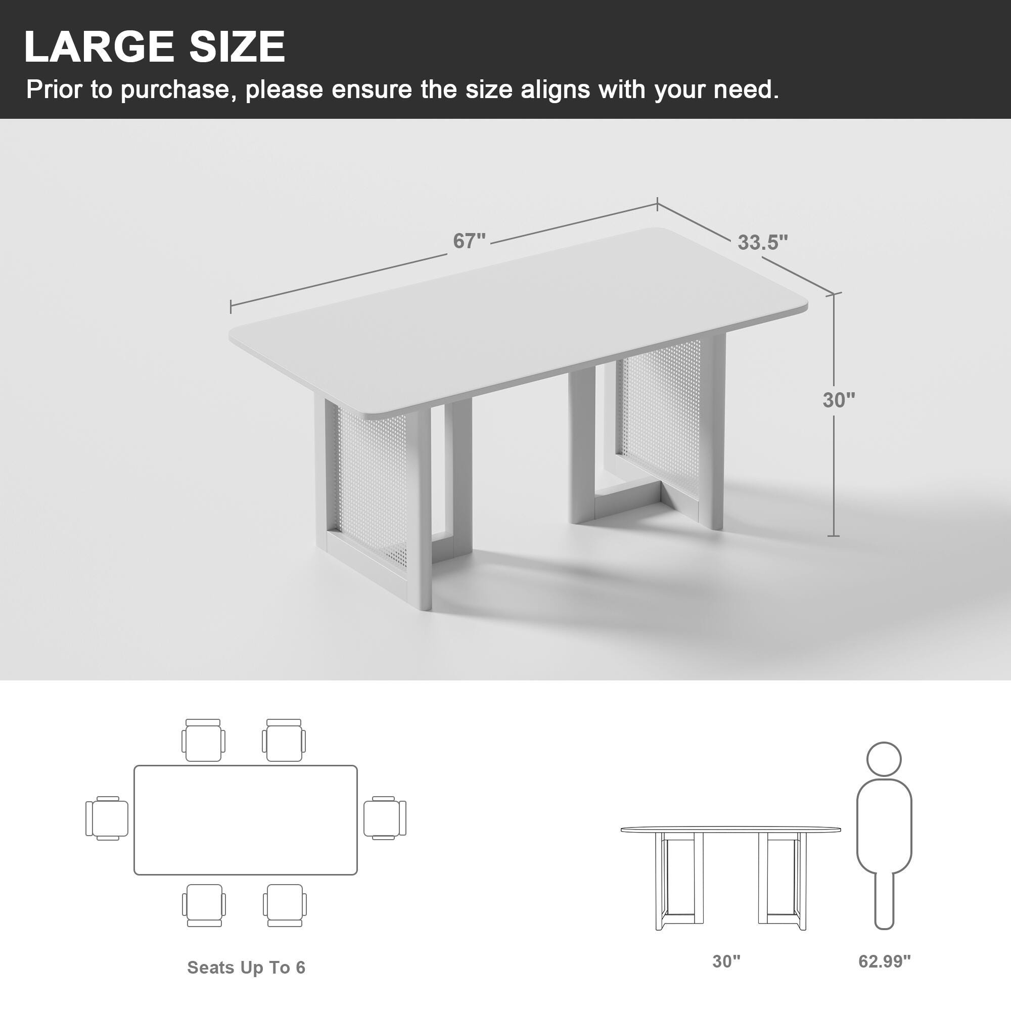 Neutypechic Ambience Rectangular Dining Table, Black, large