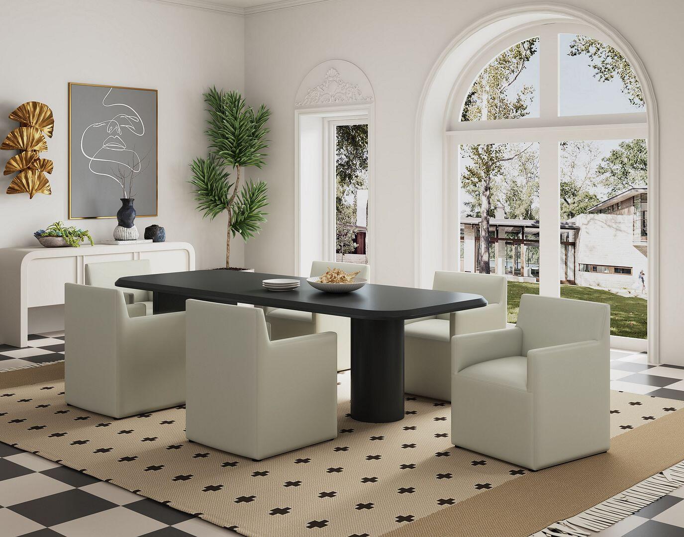 Manhattan Comfort Anna Upholstered Dining Armchair, Stone Gray, rollover