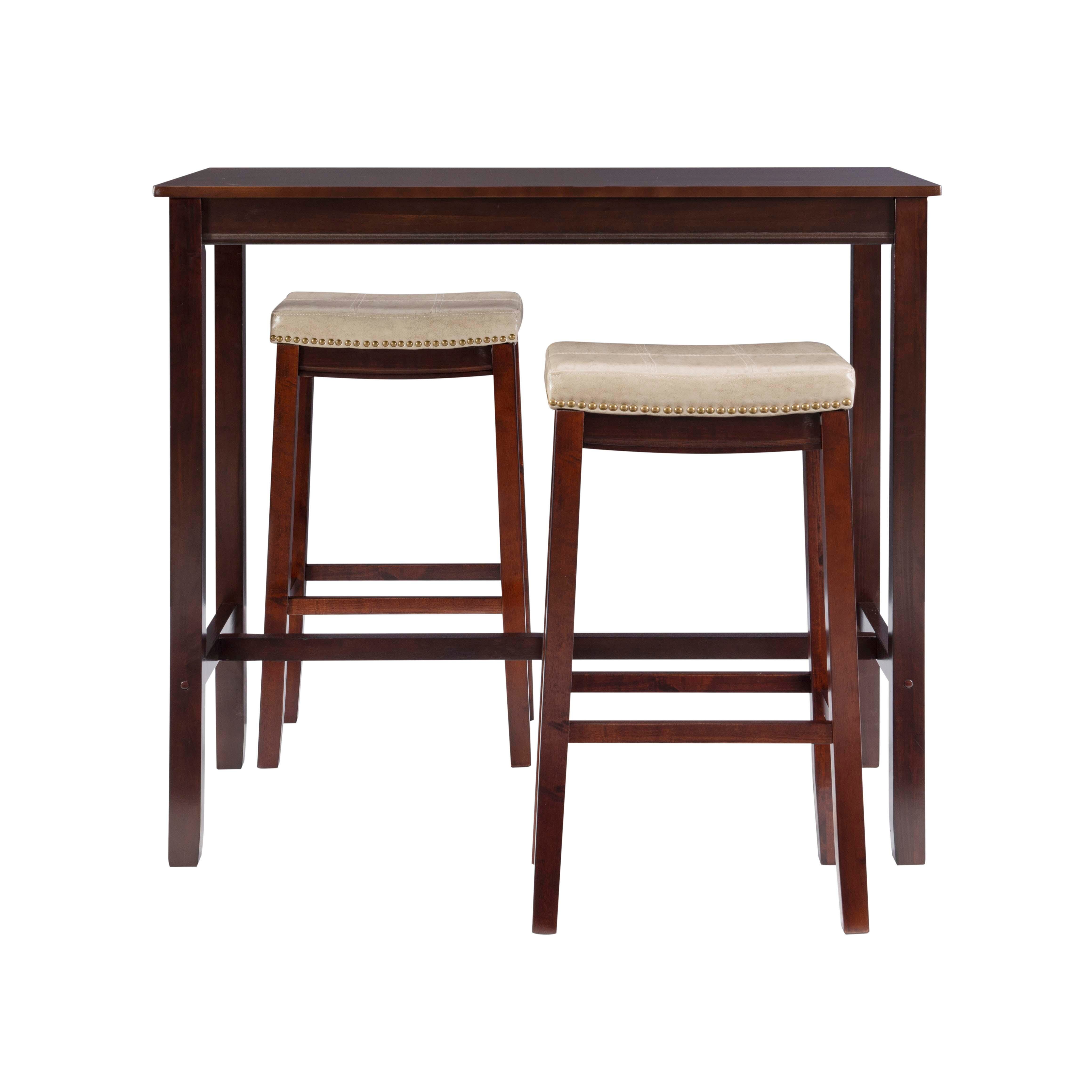 Linon Claridge Three Piece Bar Set, Tan, large