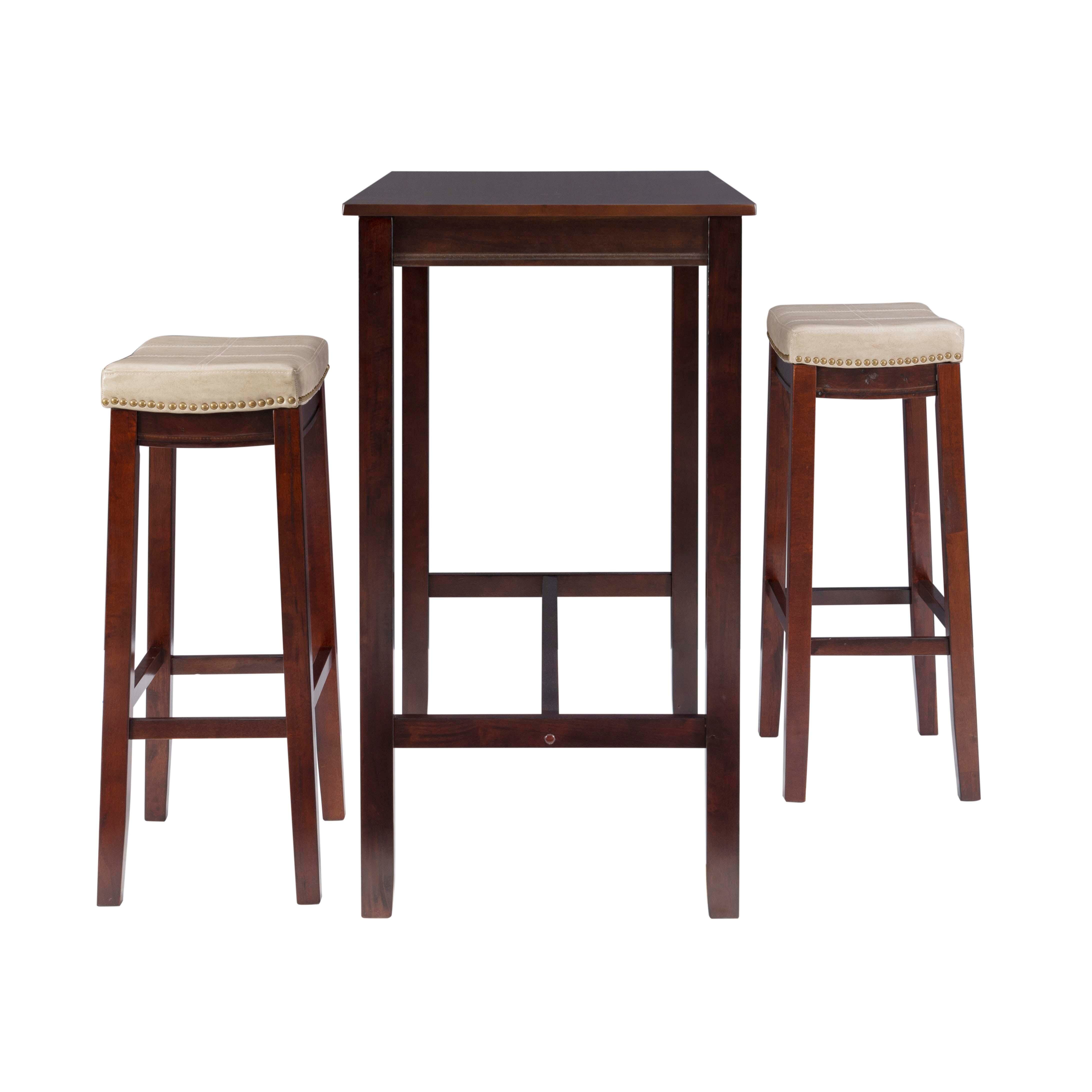 Linon Claridge Three Piece Bar Set, Tan, large