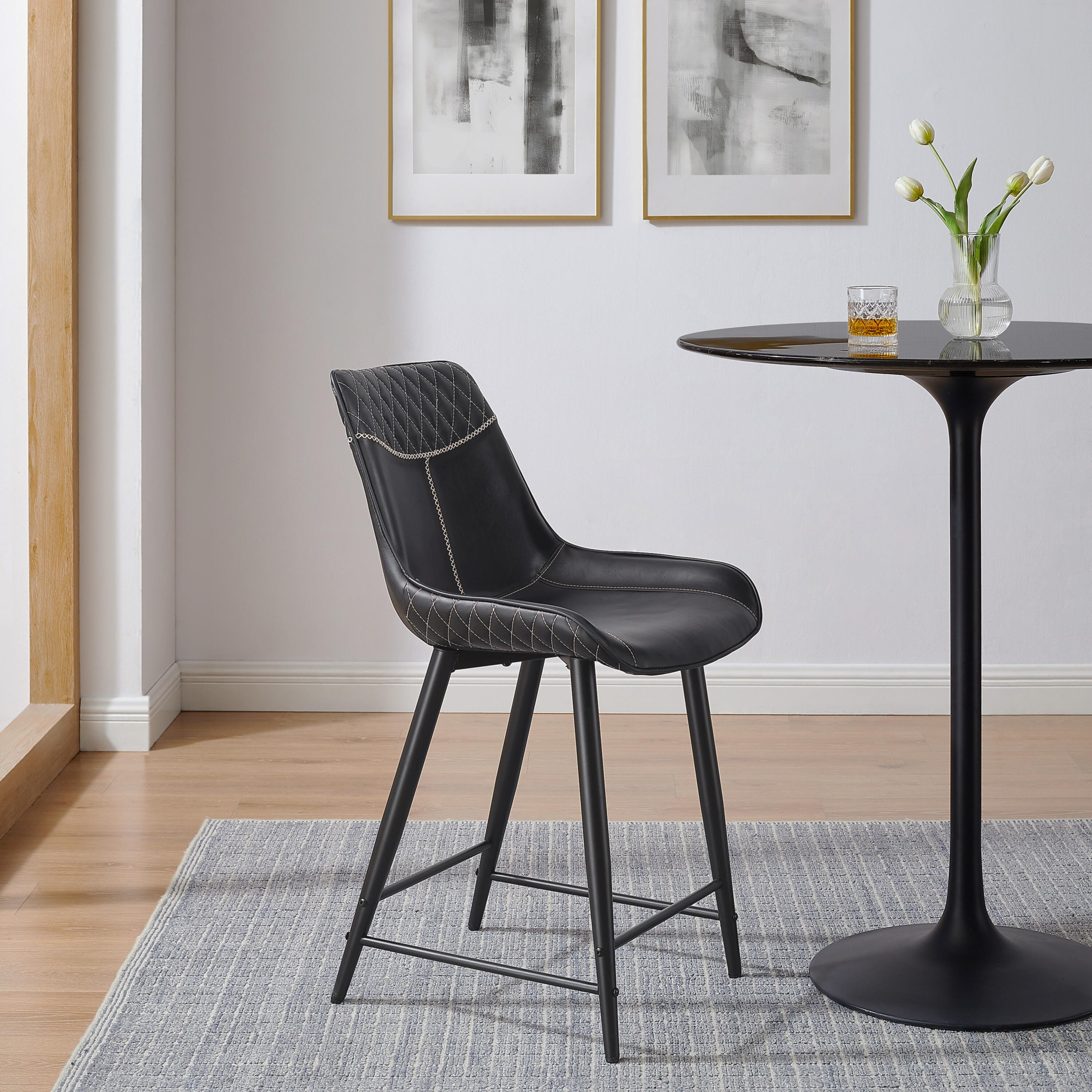 Linon Griffin Counter Height Bar Stool, Black, large