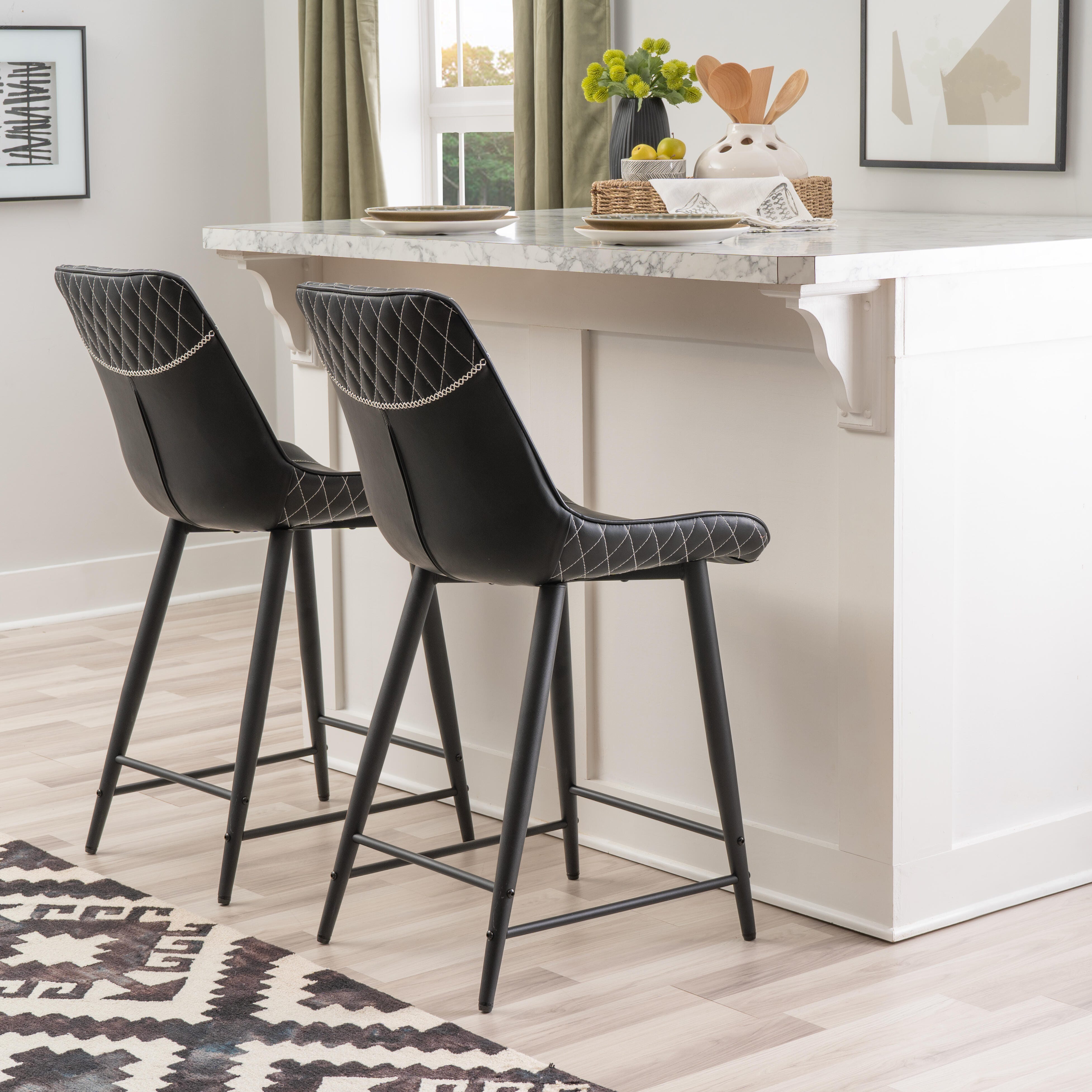 Linon Griffin Counter Height Bar Stool, Black, large