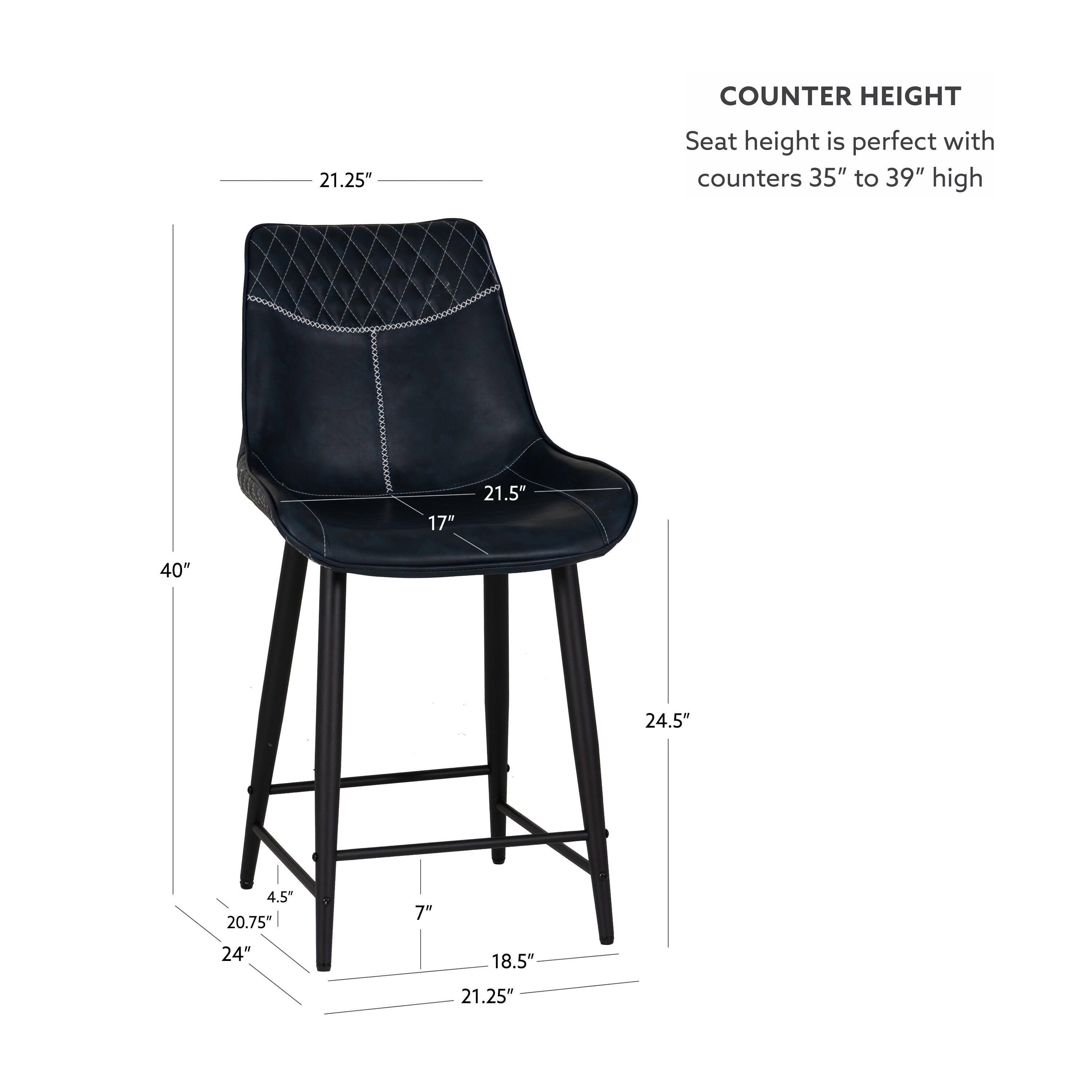 Linon Griffin Counter Height Bar Stool, Blue, large