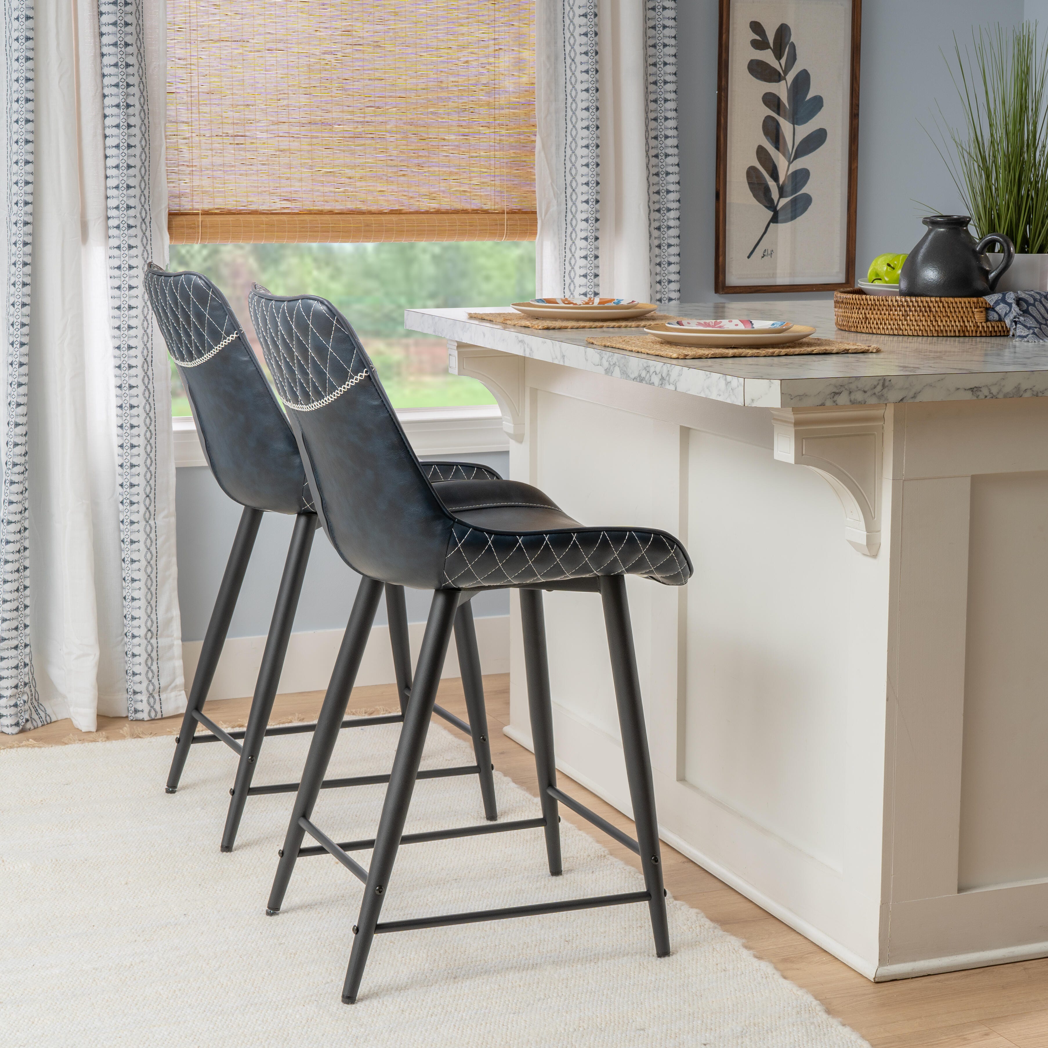 Linon Griffin Counter Height Bar Stool, Blue, large