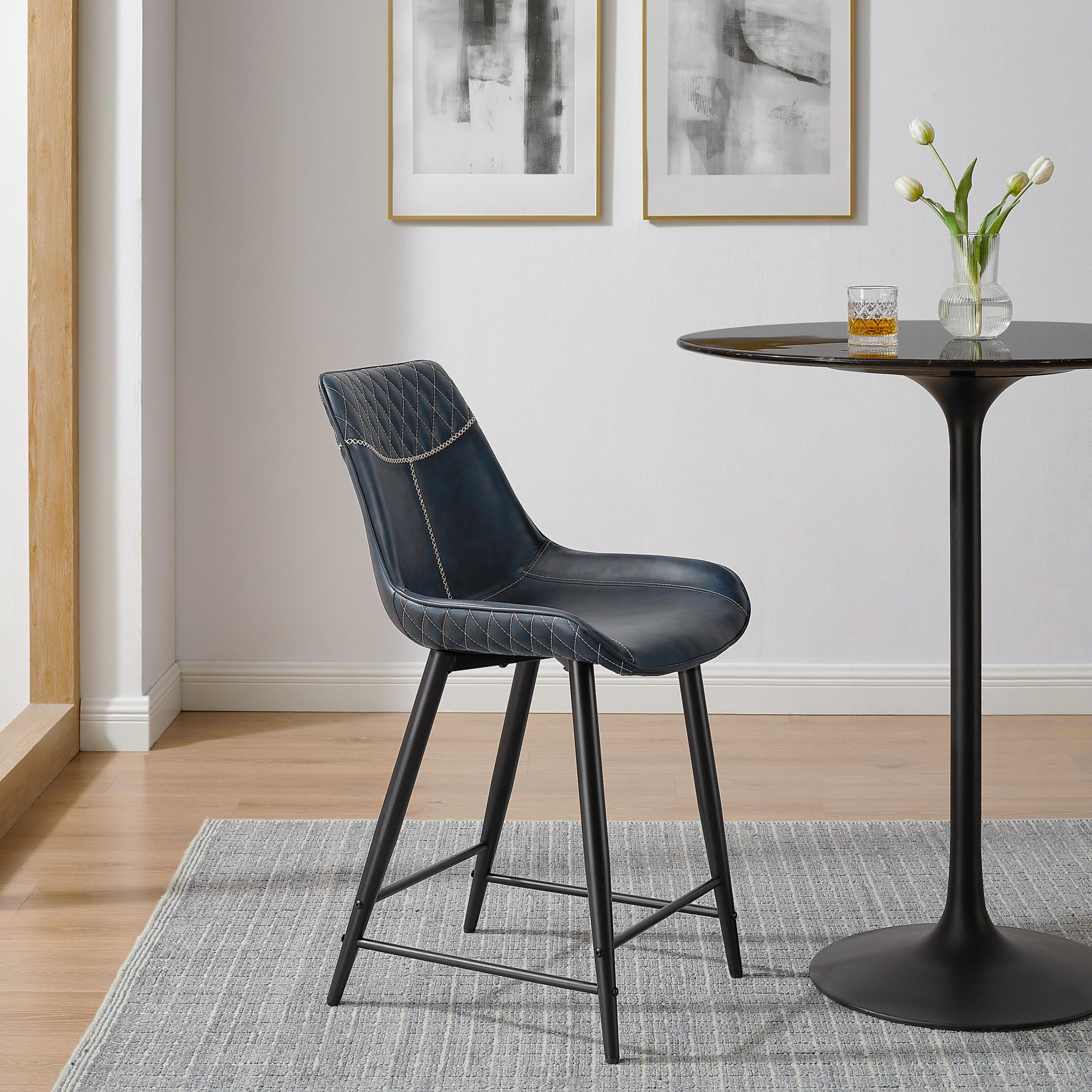 Linon Griffin Counter Height Bar Stool, Blue, large