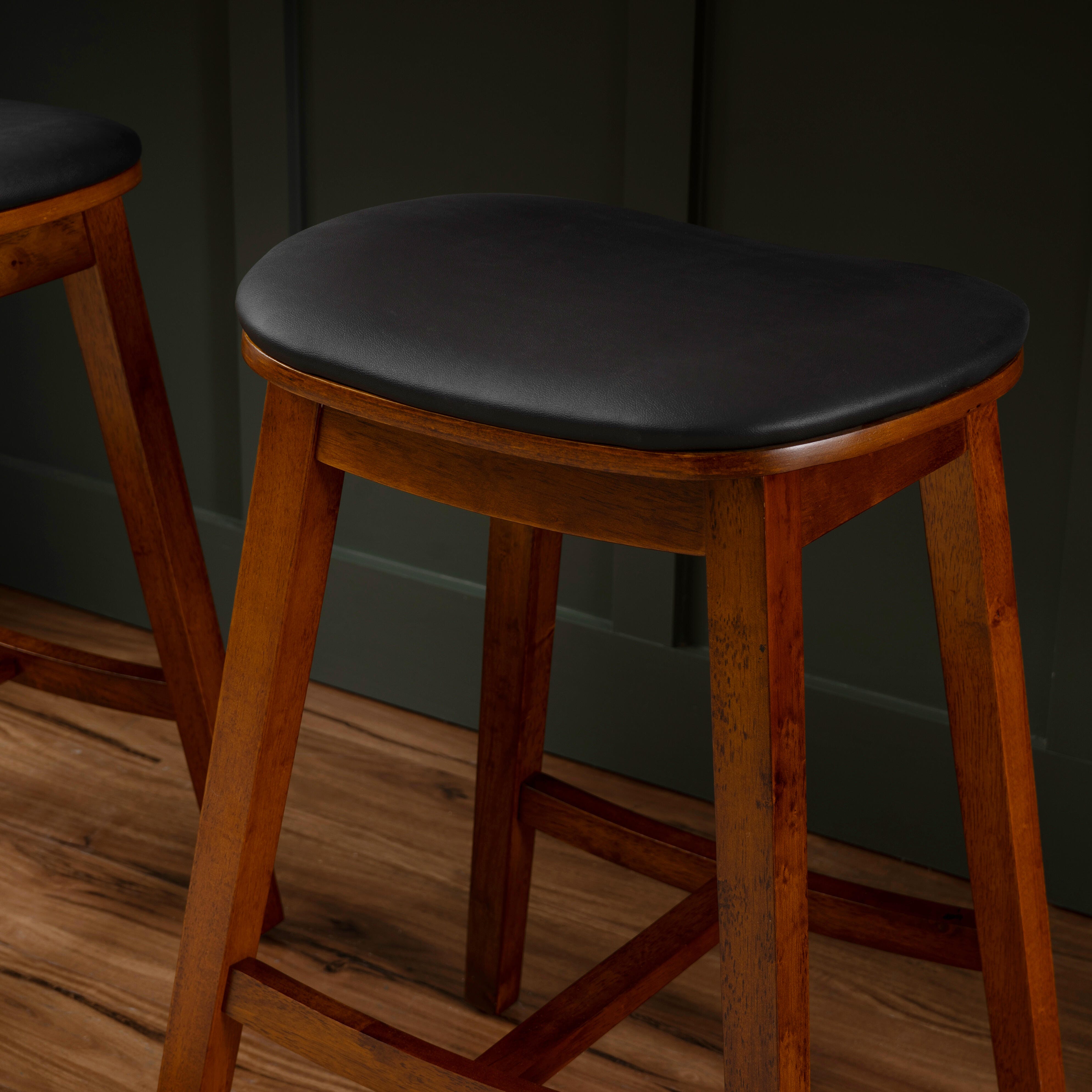 Linon Carmen Counter Height Bar Stools (Set of 2), Brown, large