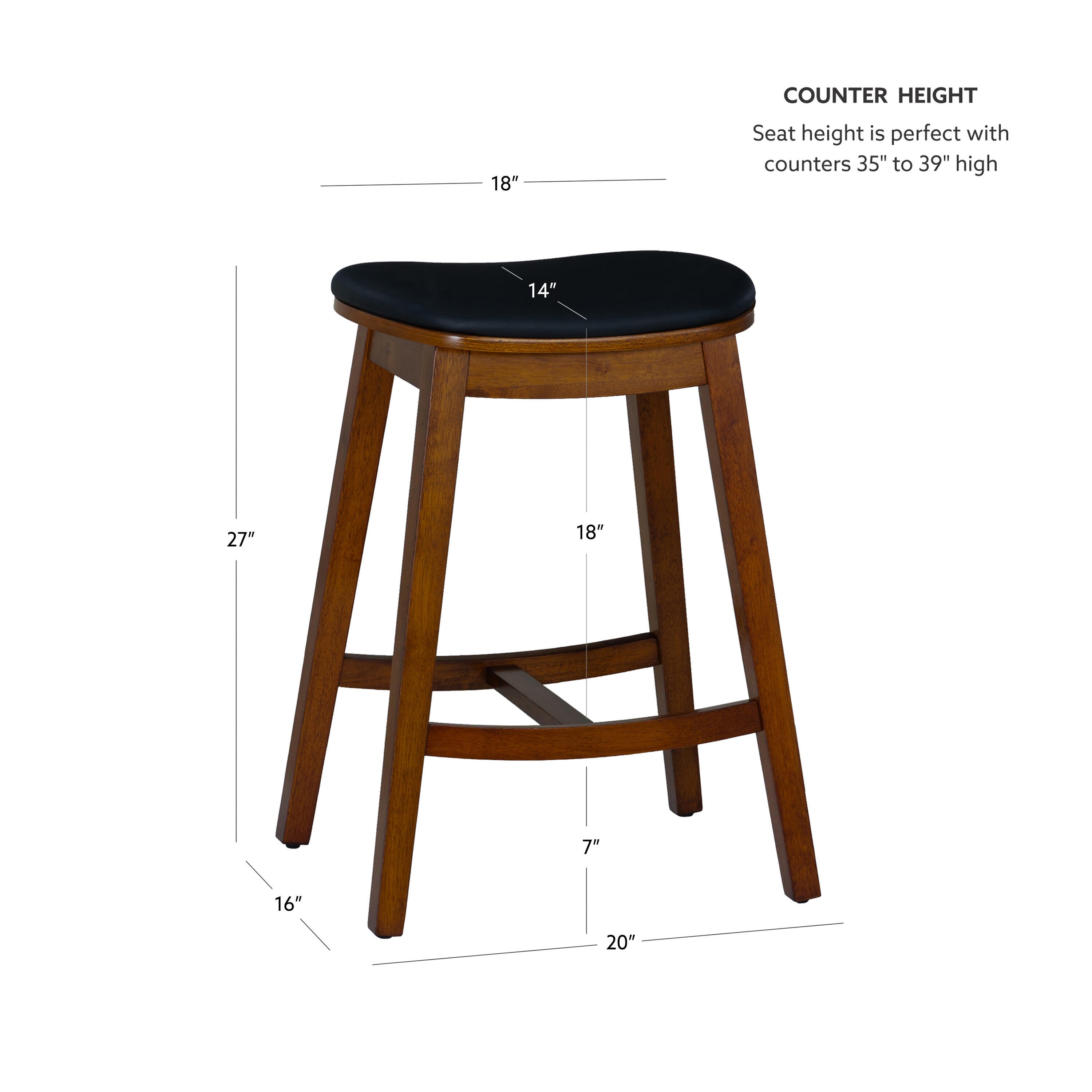 Linon Carmen Counter Height Bar Stools (Set of 2), Brown, large