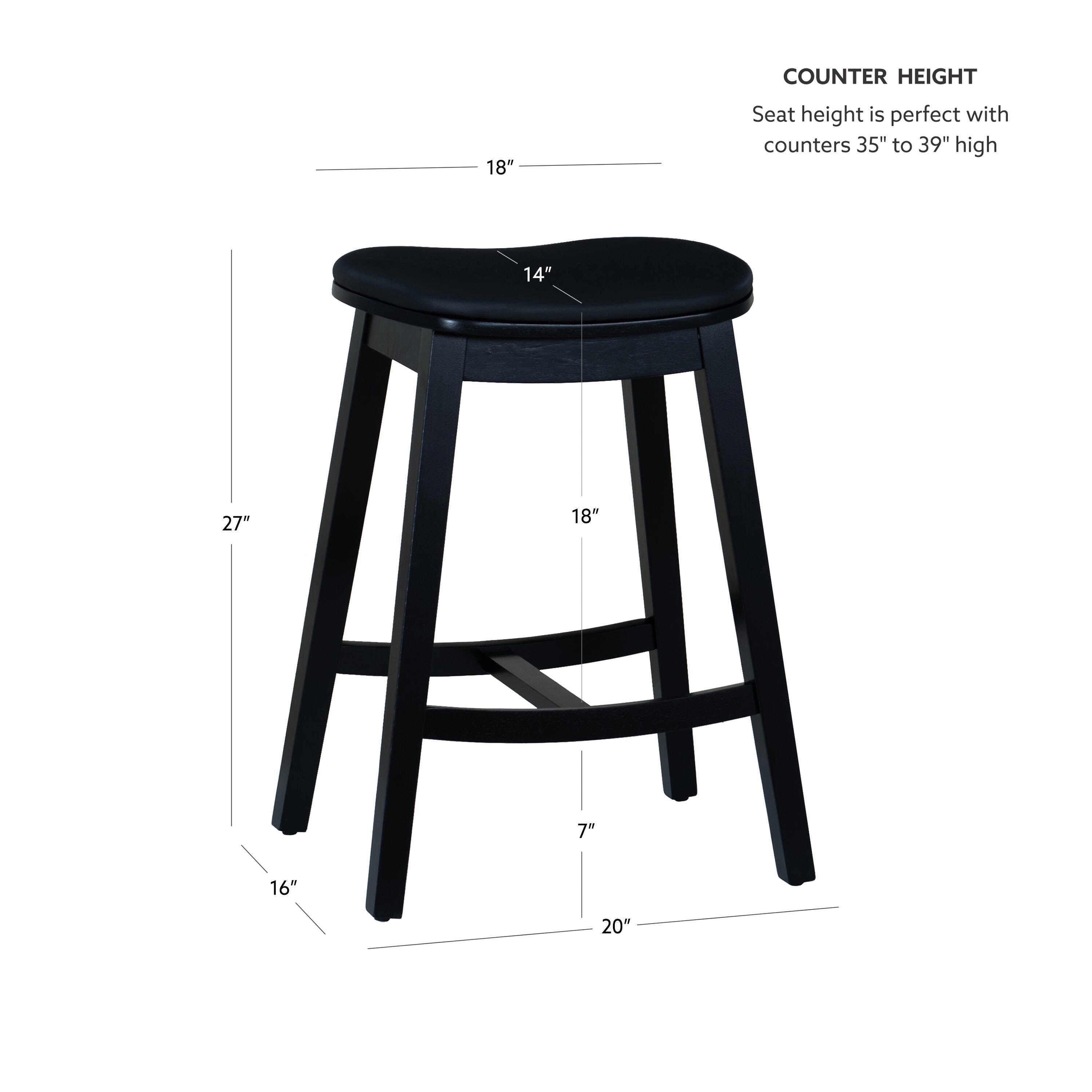 Linon Carmen Counter Height Bar Stools (Set of 2), Black, large