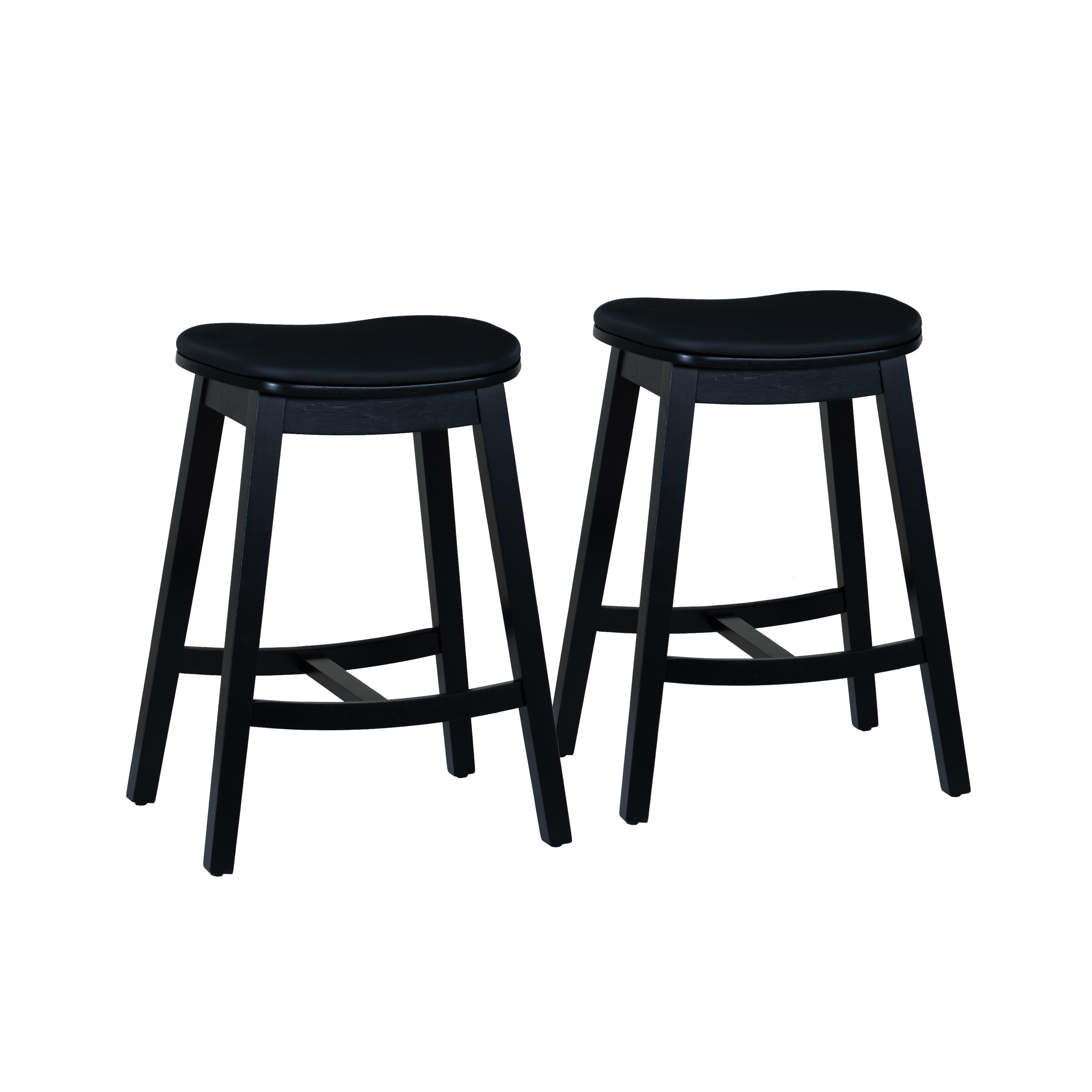 Linon Carmen Counter Height Bar Stools (Set of 2), Black, large