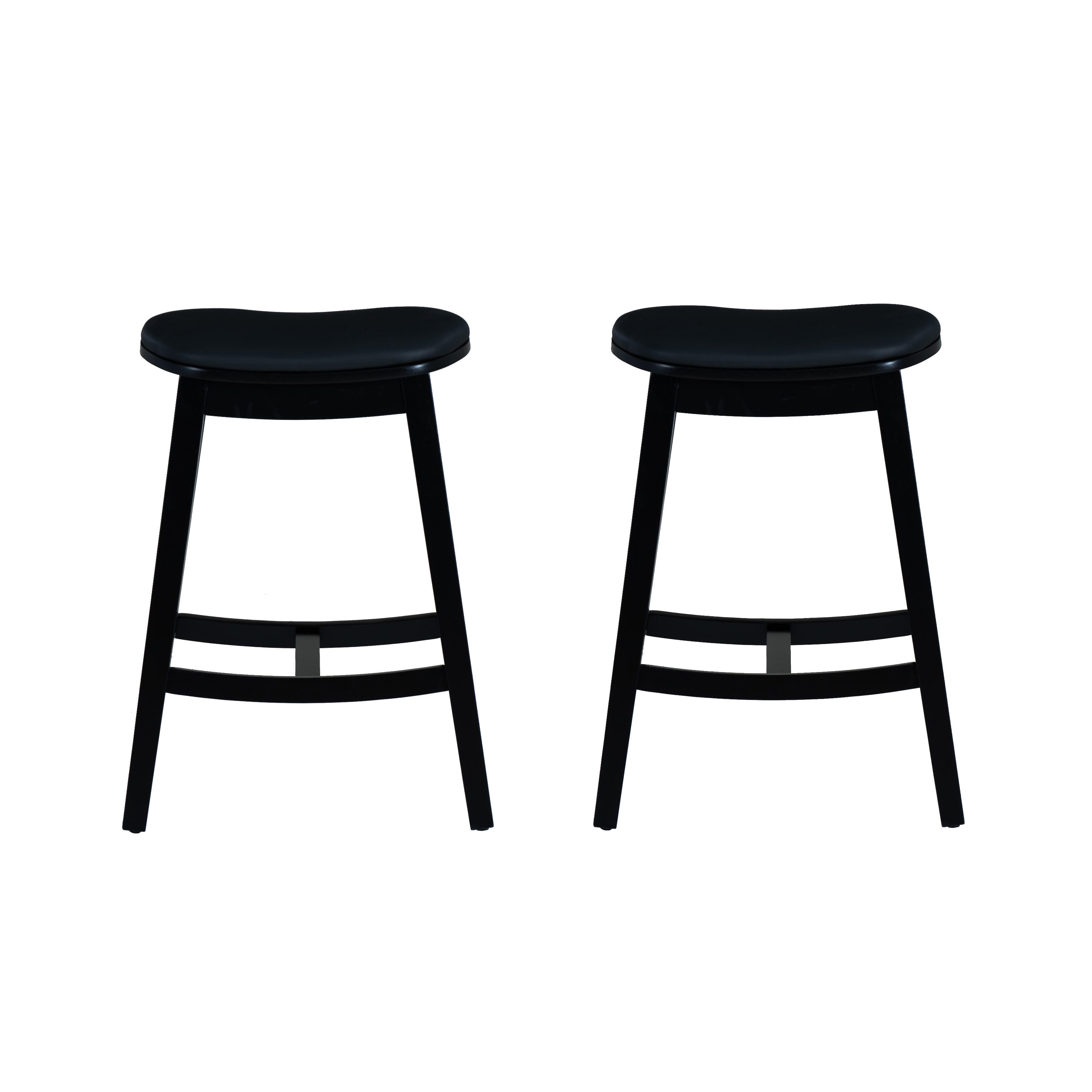 Linon Carmen Counter Height Bar Stools (Set of 2), Black, large