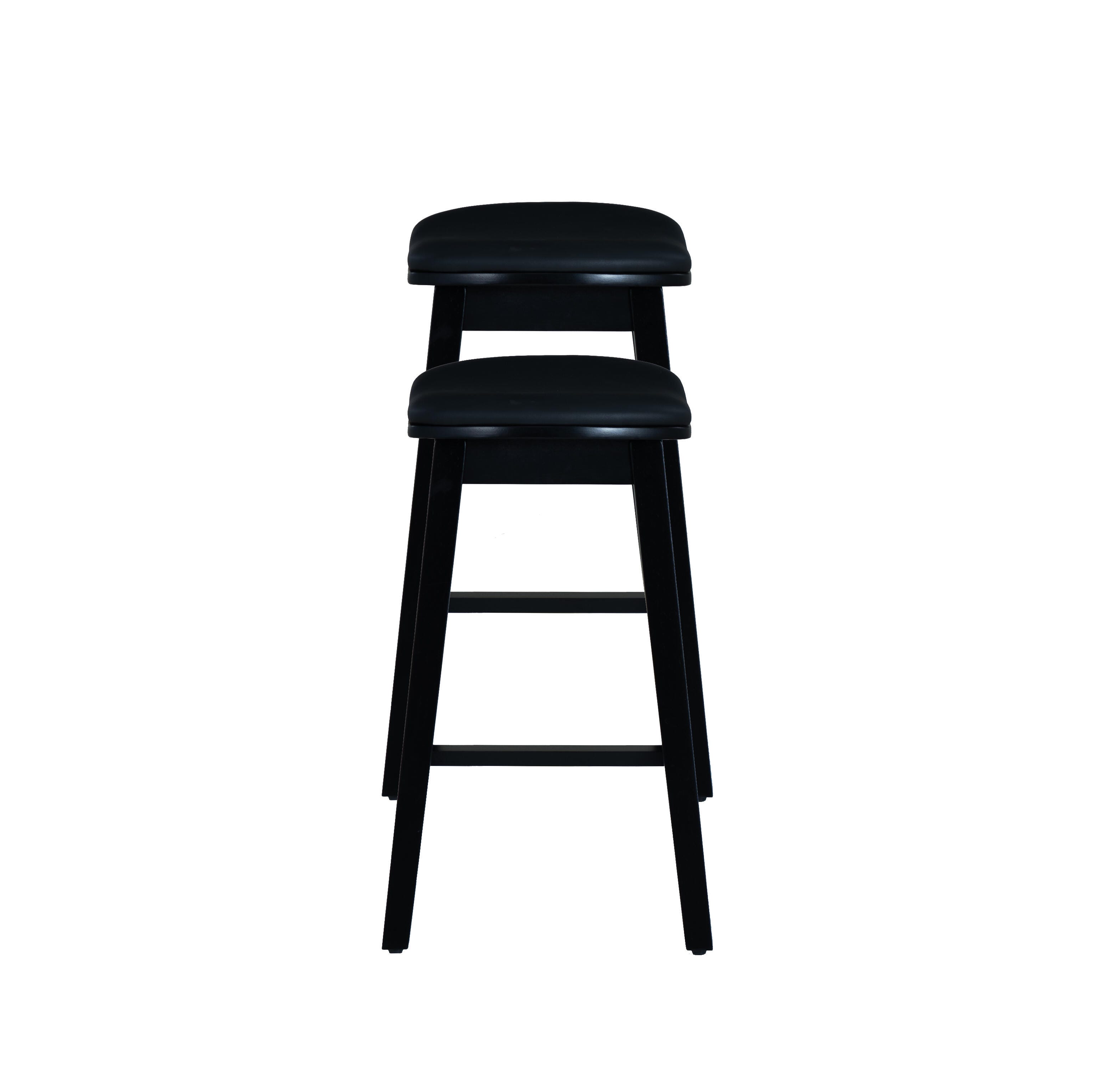 Linon Carmen Counter Height Bar Stools (Set of 2), Black, large